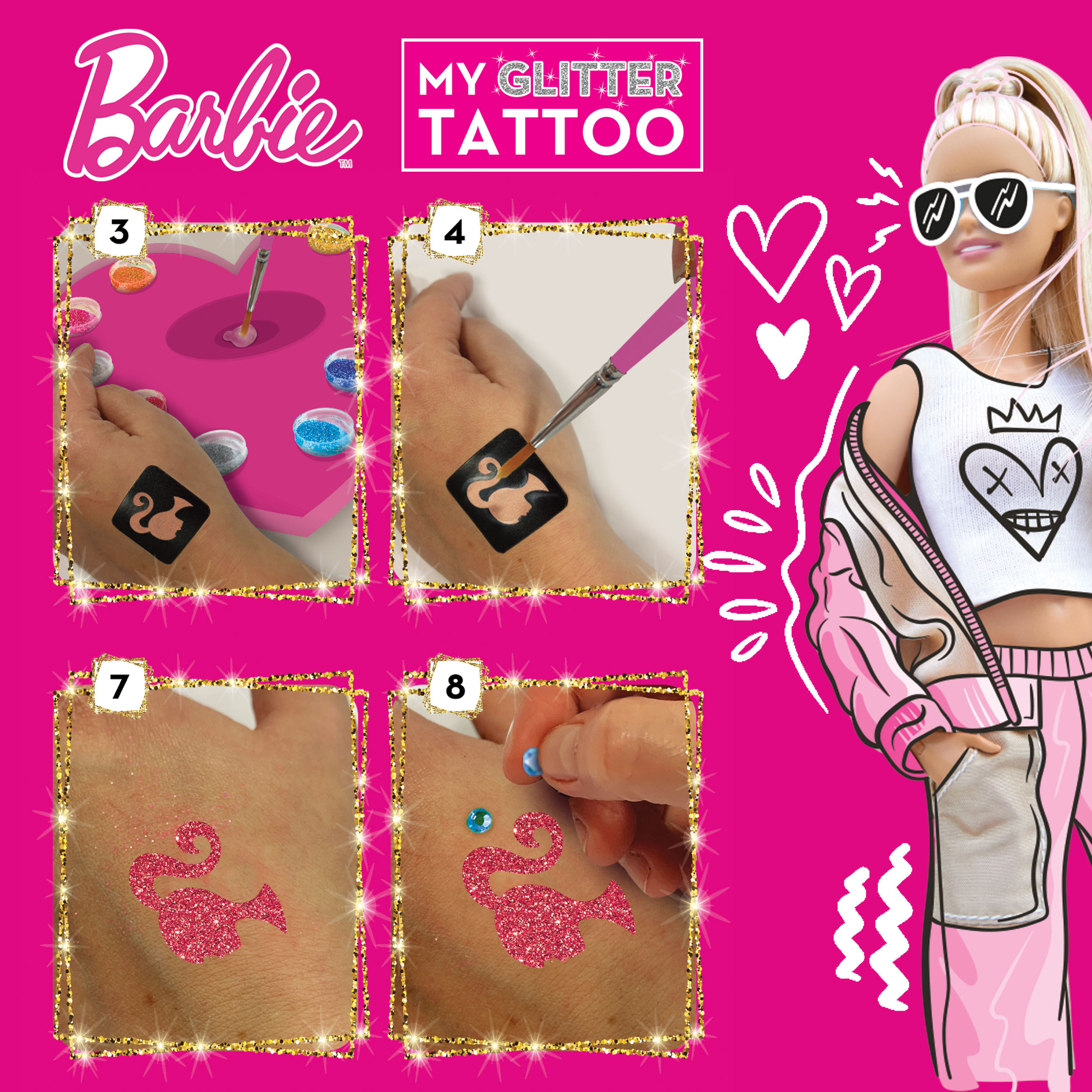 Lisciani Barbie My Glitter Tattoo kit tatuaggi con gemme