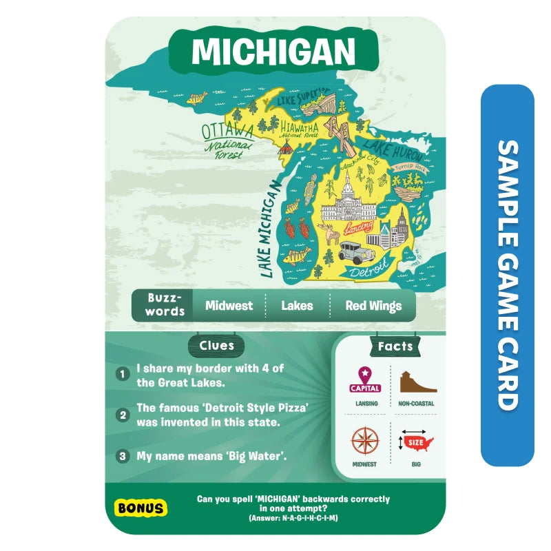 Skillmatics Guess in 10 States of America gioco carte
