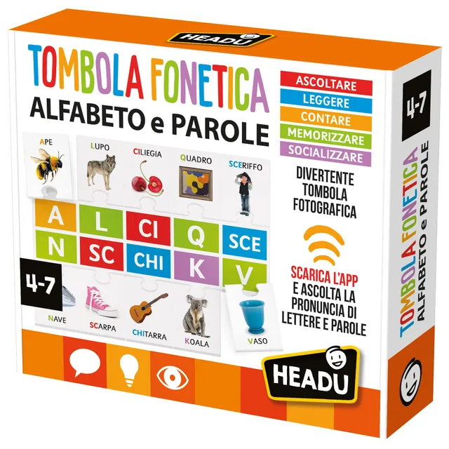 Headu Tombola Fonetica Alfabeto e Parole gioco educativo 4-7 anni