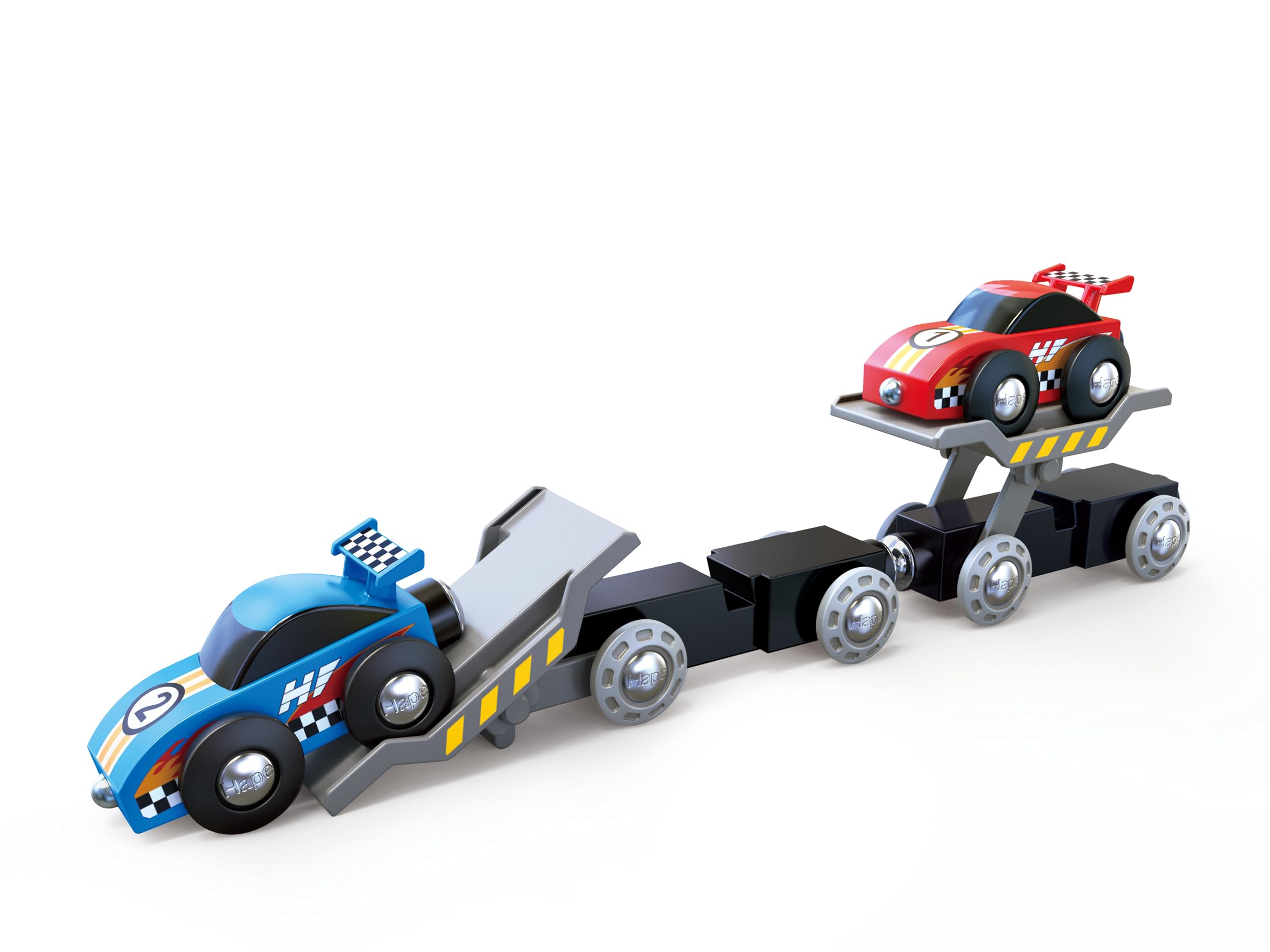 Hape Transporter auto da corsa trenino legno 6 pezzi 3 anni+