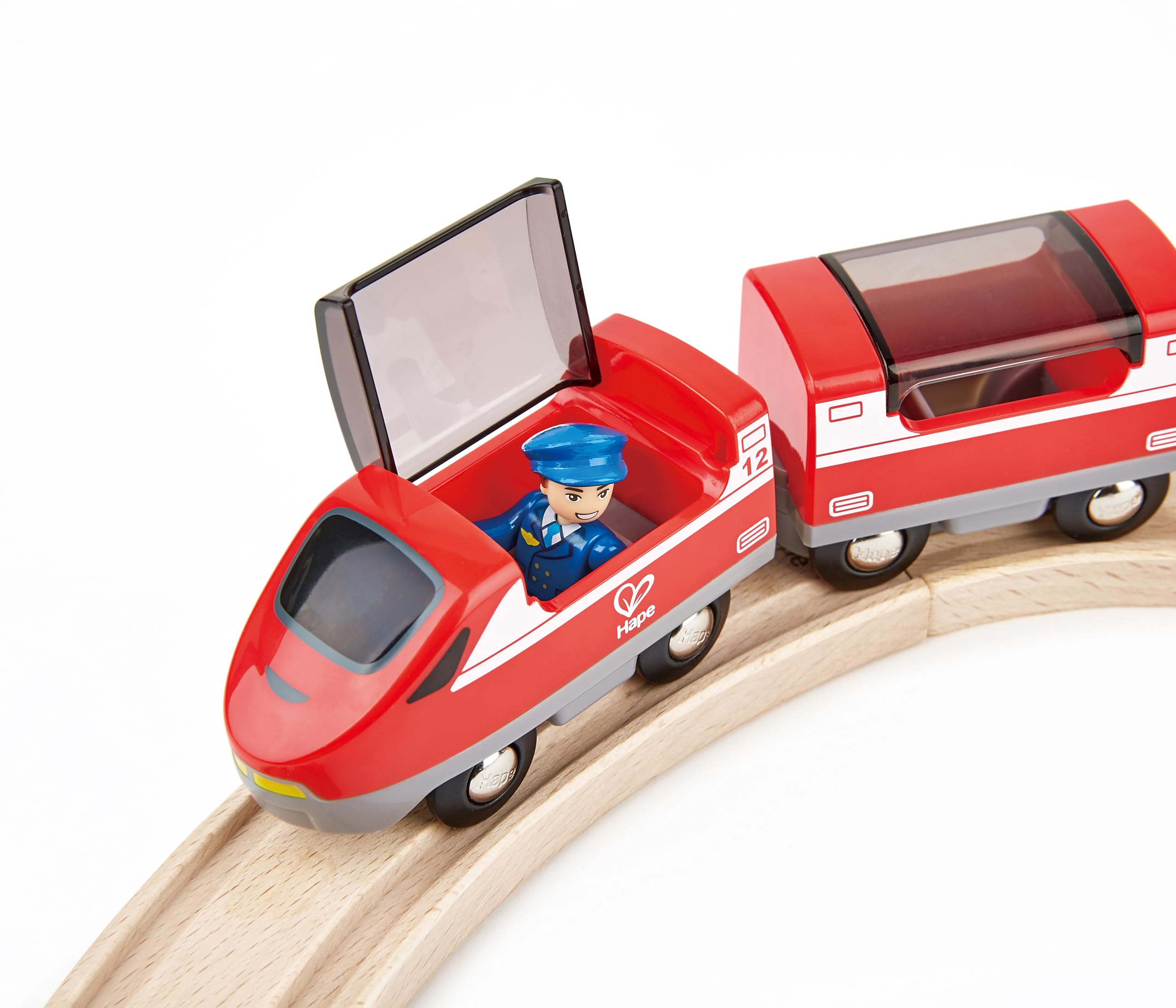 Hape Pista Trenino Legno 32 Pezzi con Gru e Passaggio a Livello