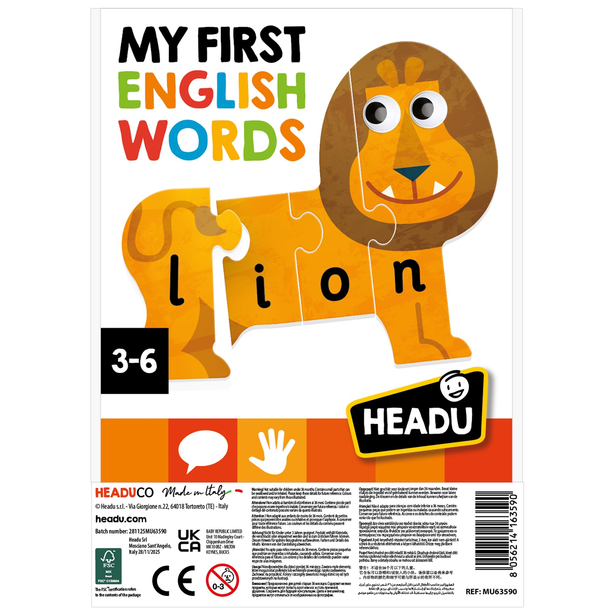 Headu My First English Words gioco inglese animali 3-6 anni