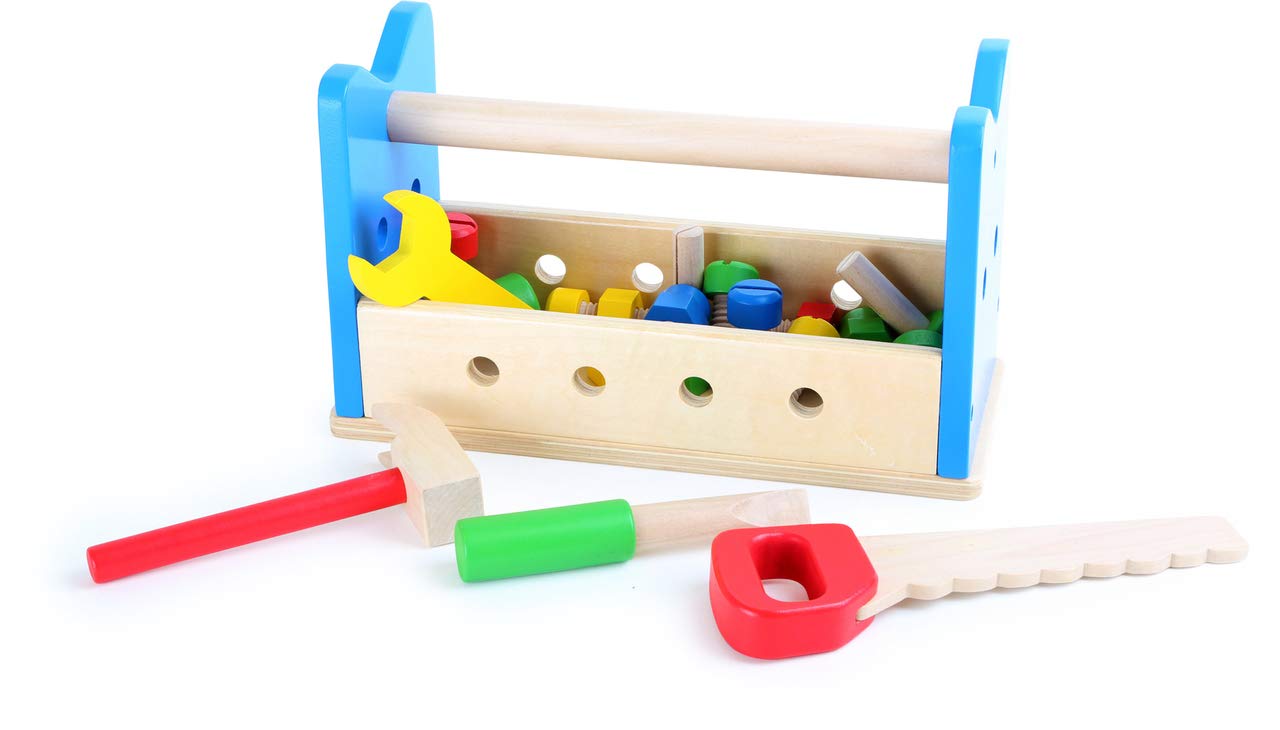 smallfoot 10052 banco attrezzi legno 2 in 1 cassetta bambini 3 anni