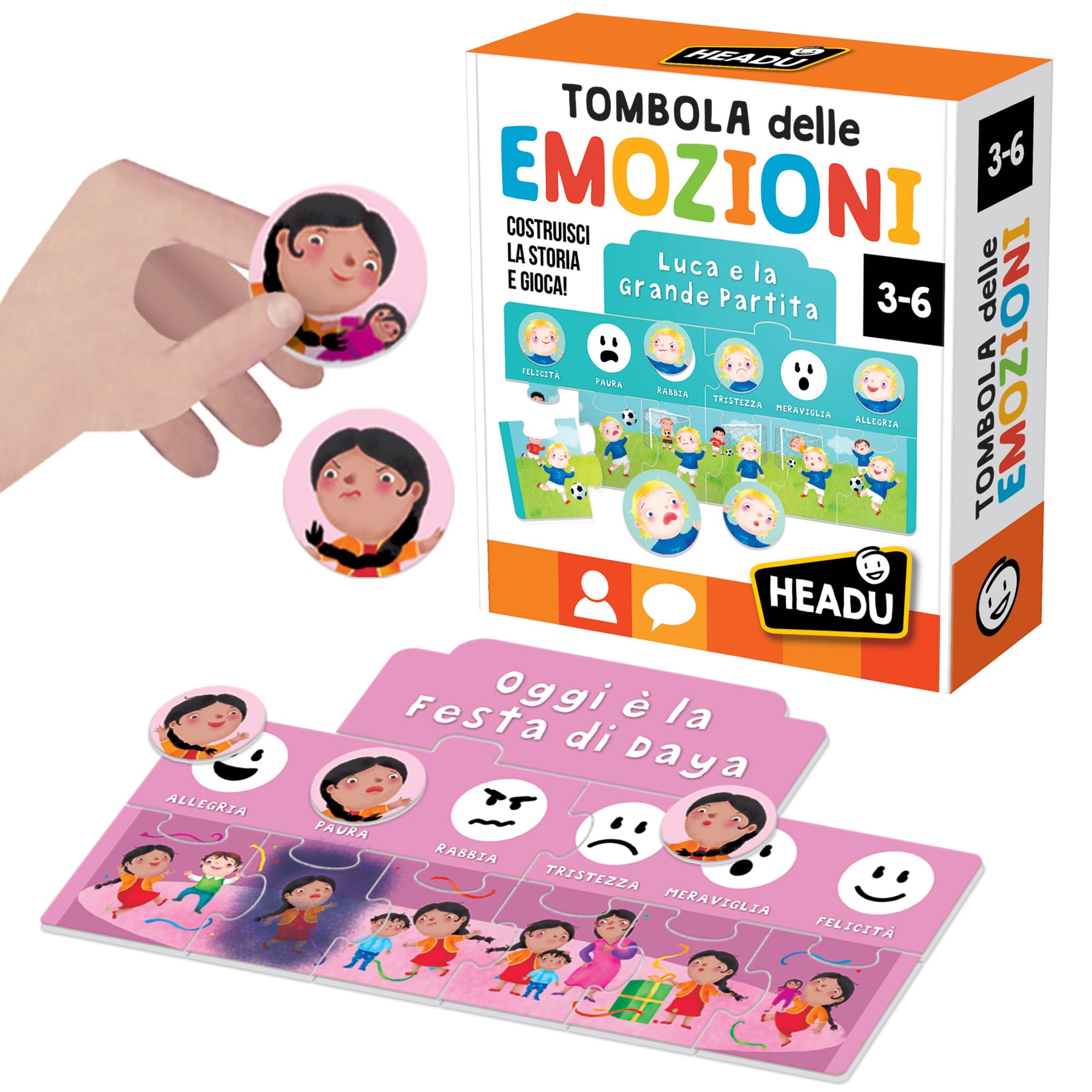 Headu Tombola Emozioni gioco educativo 3-6 anni
