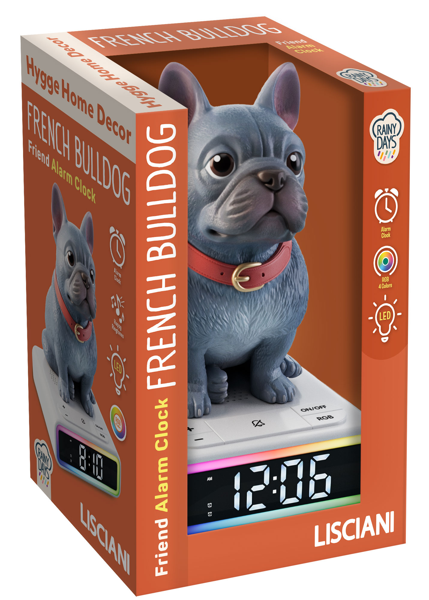 Lisciani Rainy Days Bulldog Francese sveglia digitale cambia colore