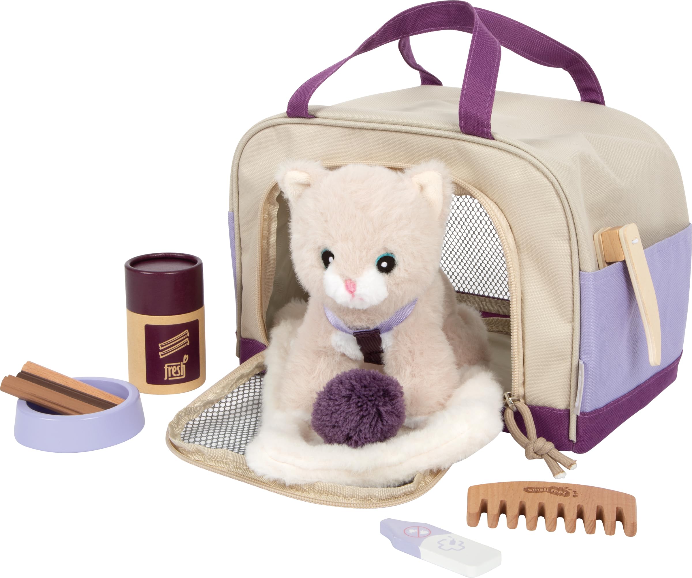 smallfoot Gatto Lilla set cura peluche borsa