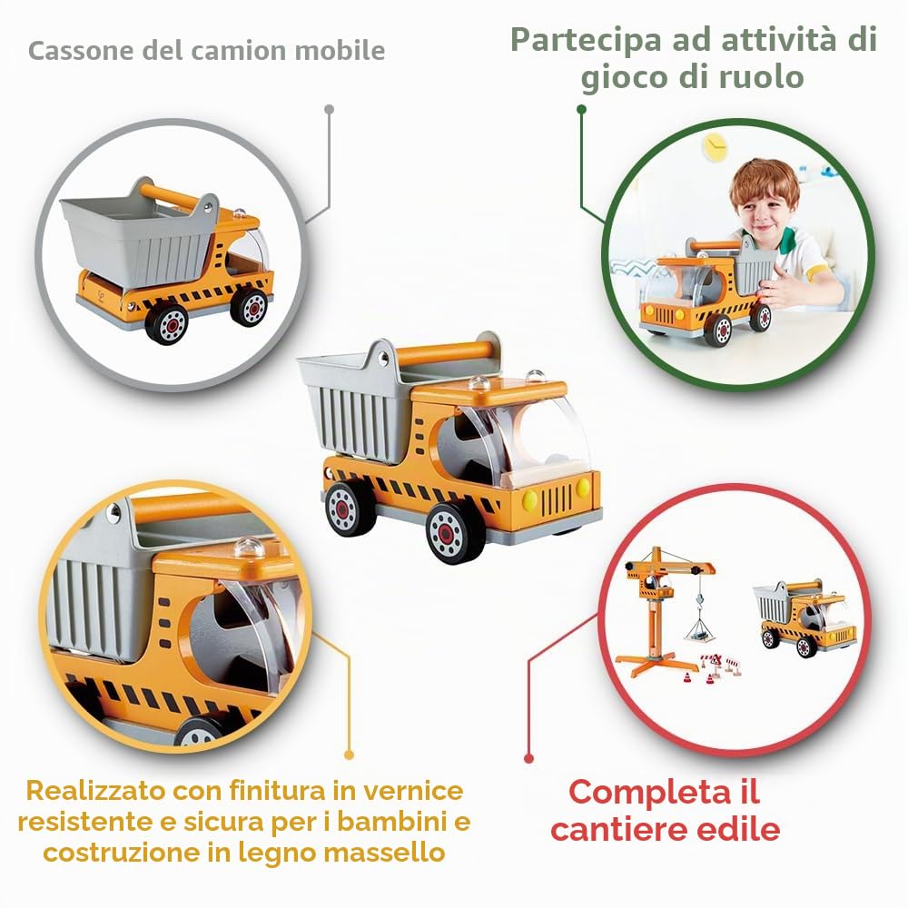 Hape Camion Ribaltabile giocattolo in legno multicolore