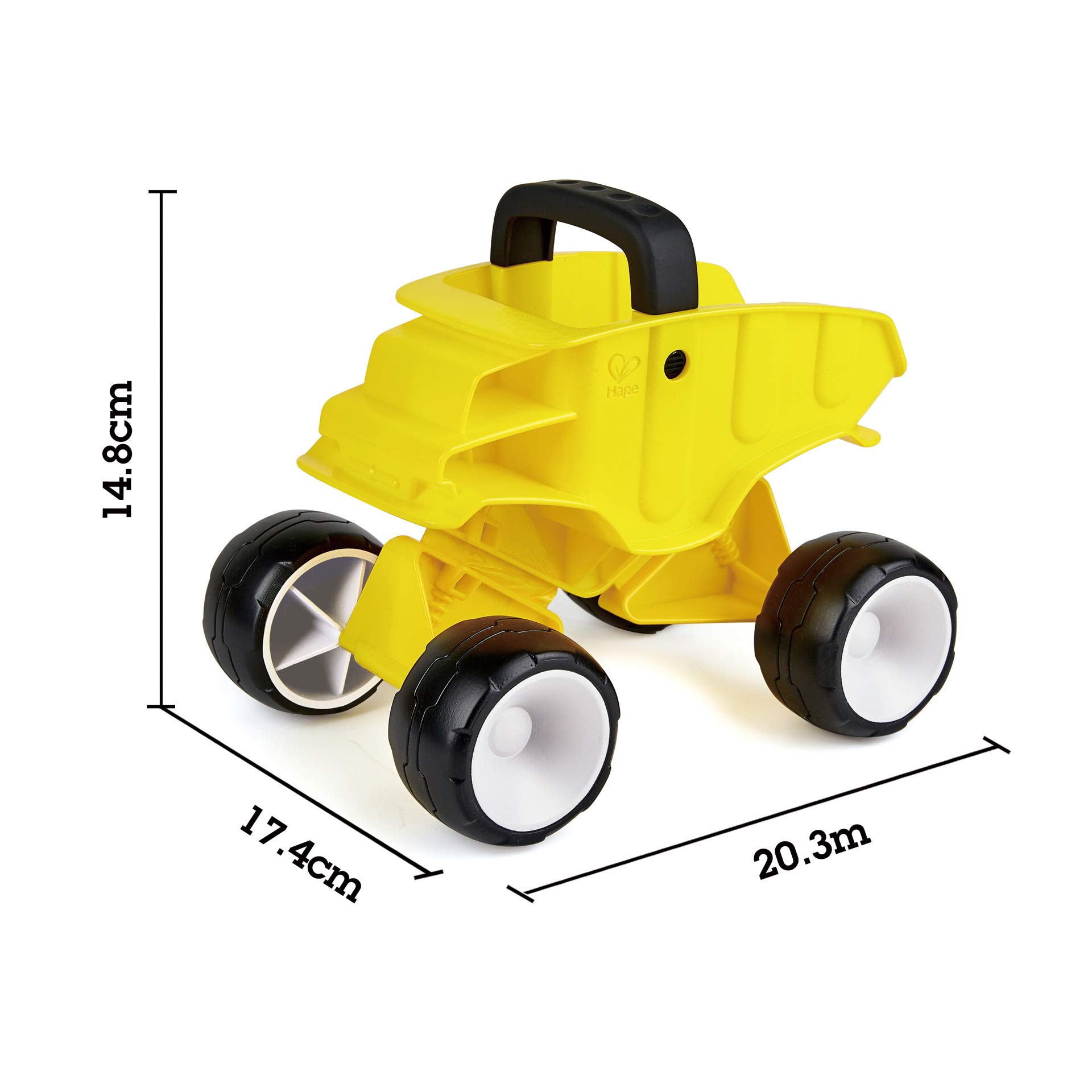 Hape Autocarro Giallo camion ribaltabile spiaggia ruote gomma
