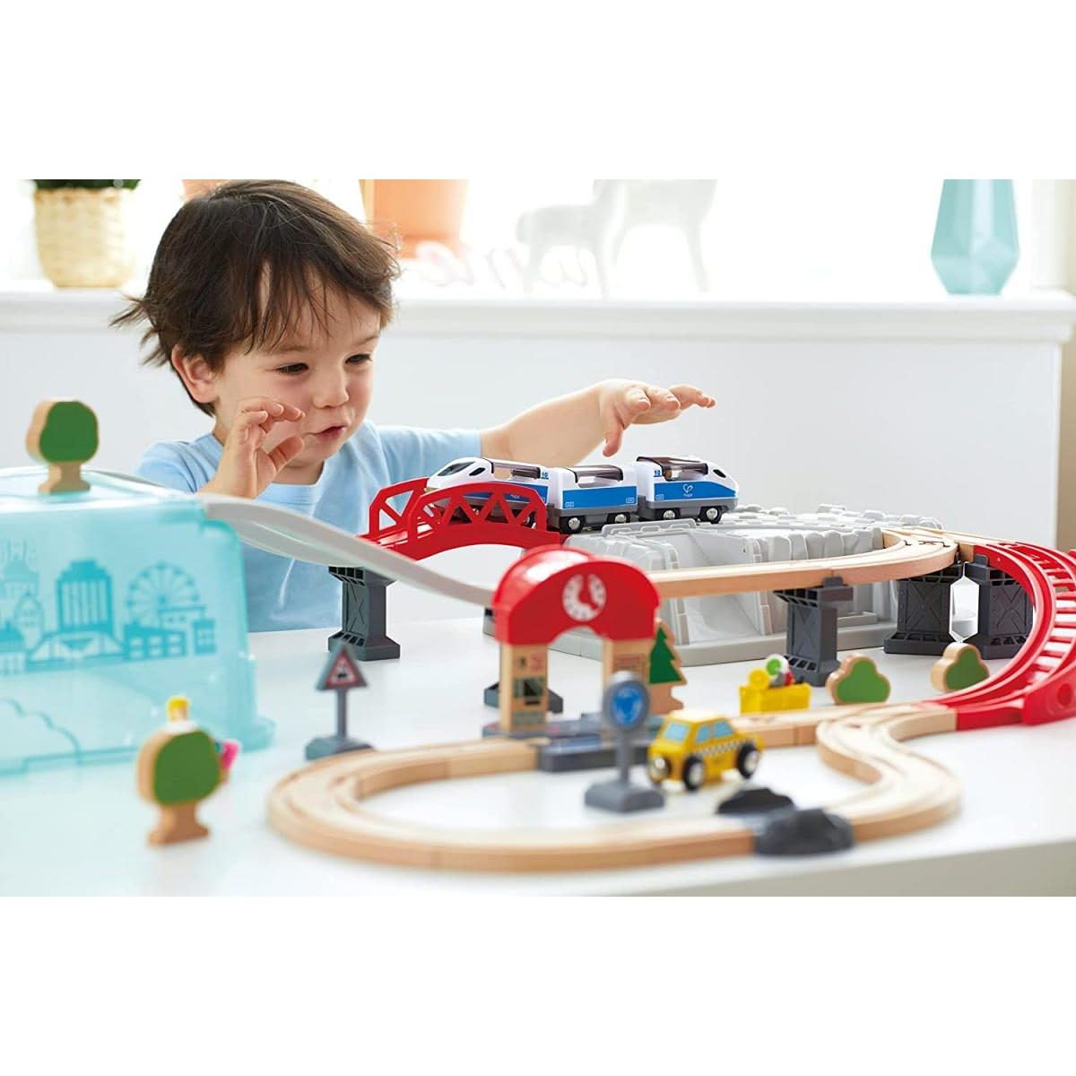 Hape E3771 Set Treno in Città pista legno 48 pezzi
