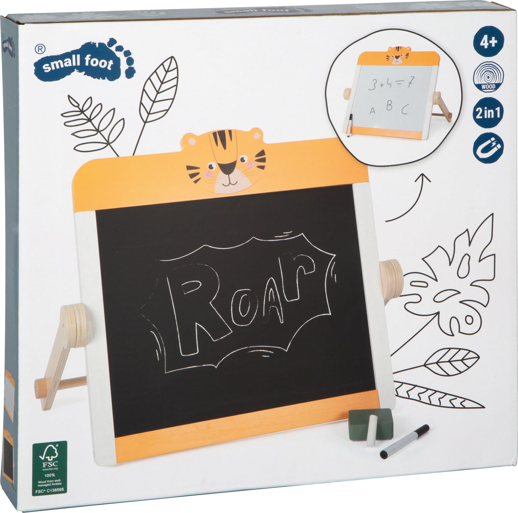 small foot Safari lavagna bambini doppia tigre magnetica gesso