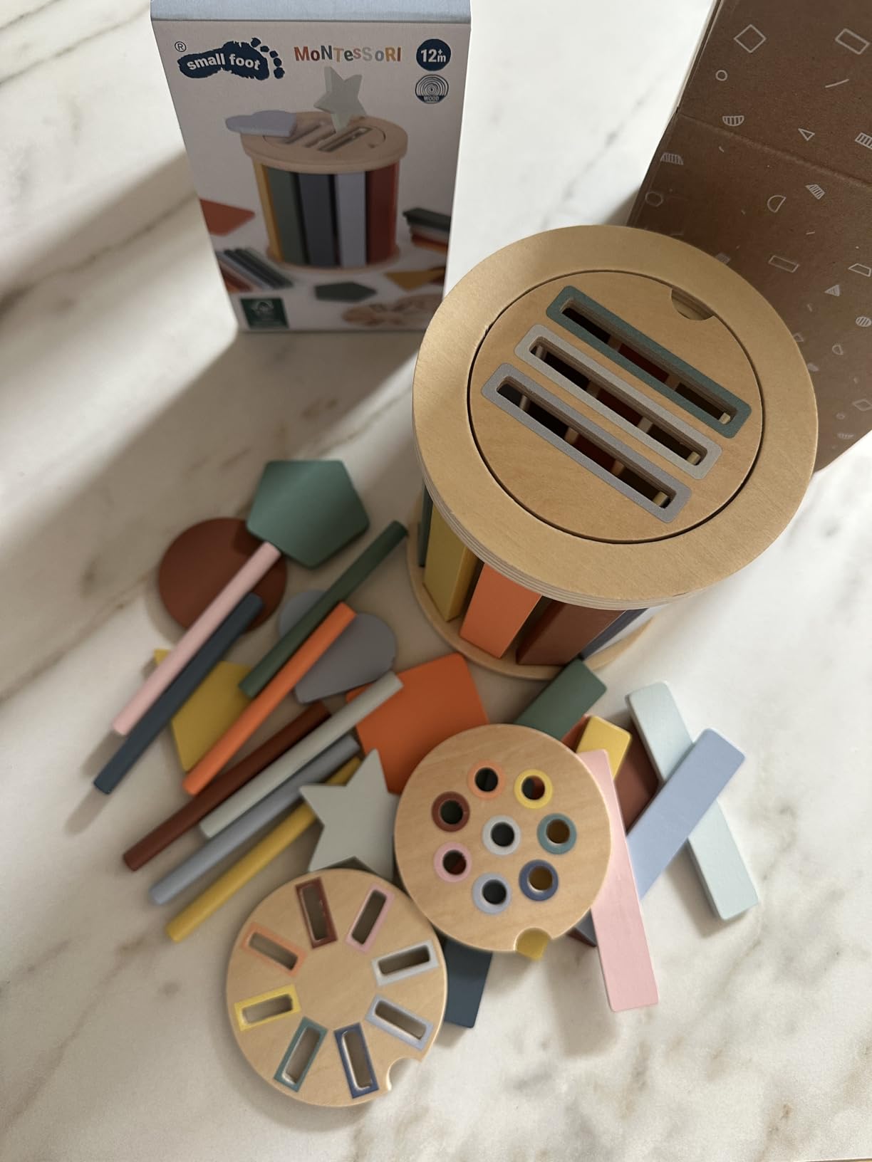 smallfoot Montessori 12816 gioco legno cestello 3 dischi