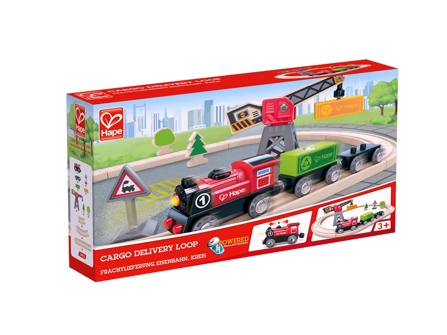 Hape N.1 Pista Trenino a Batteria con Gru Rossa