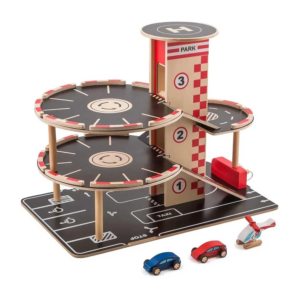 Hape Garage Legno 4 piani rampa auto elicottero