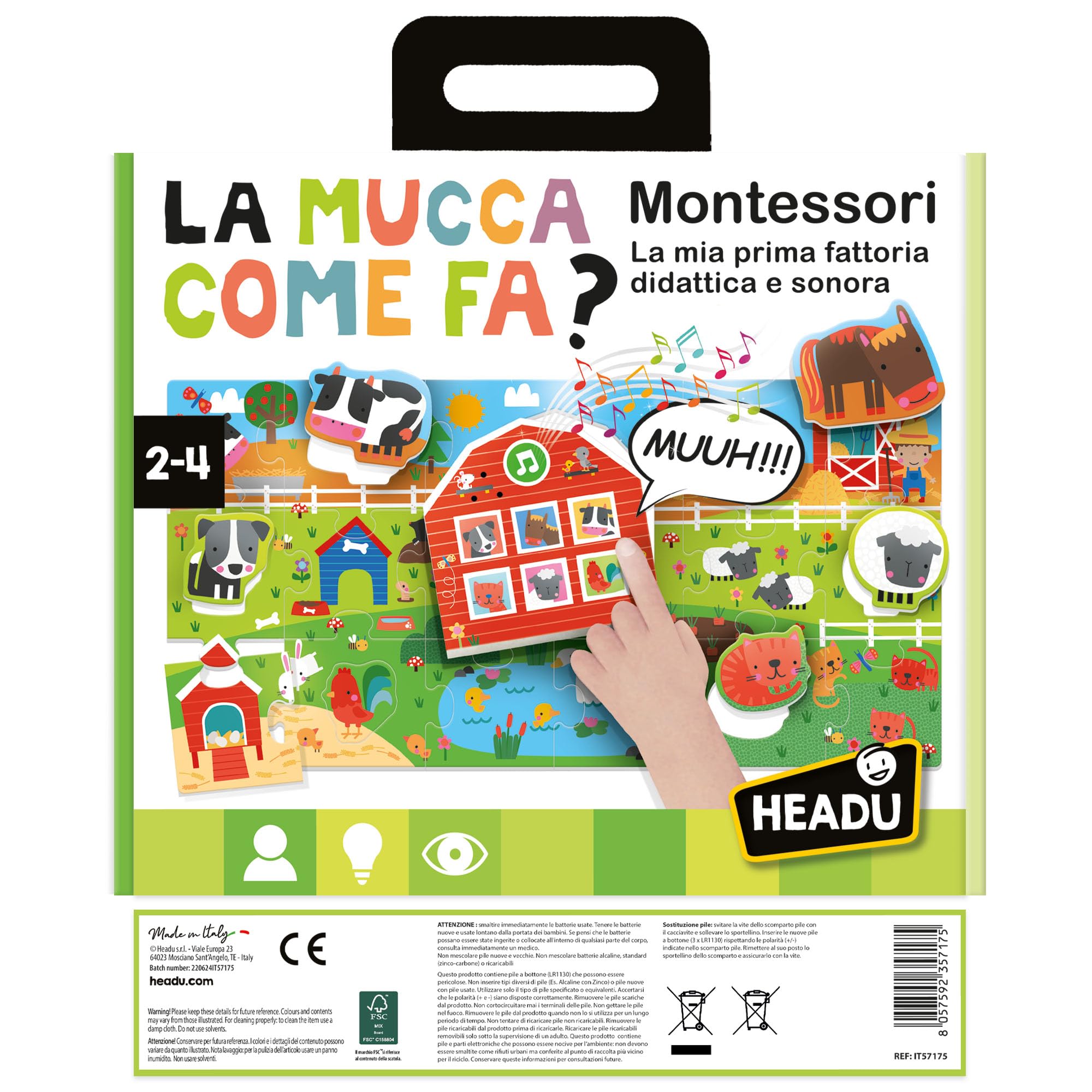 Headu La Mucca Come Fa IT57175 puzzle fattoria sonora 2-4 anni