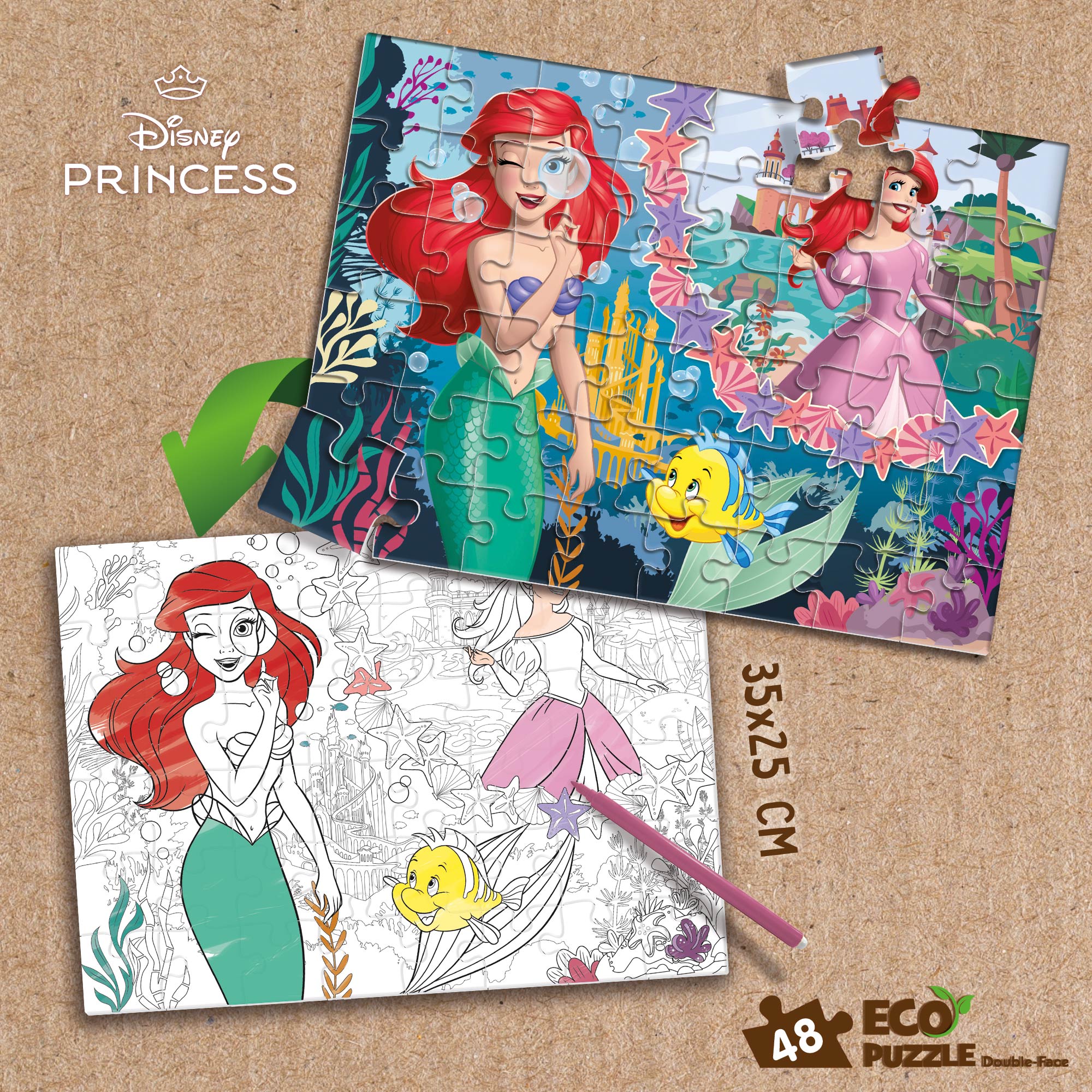 Lisciani Disney Eco-Puzzle Mini DF 48 puzzle 48 pezzi Ariel da colorare