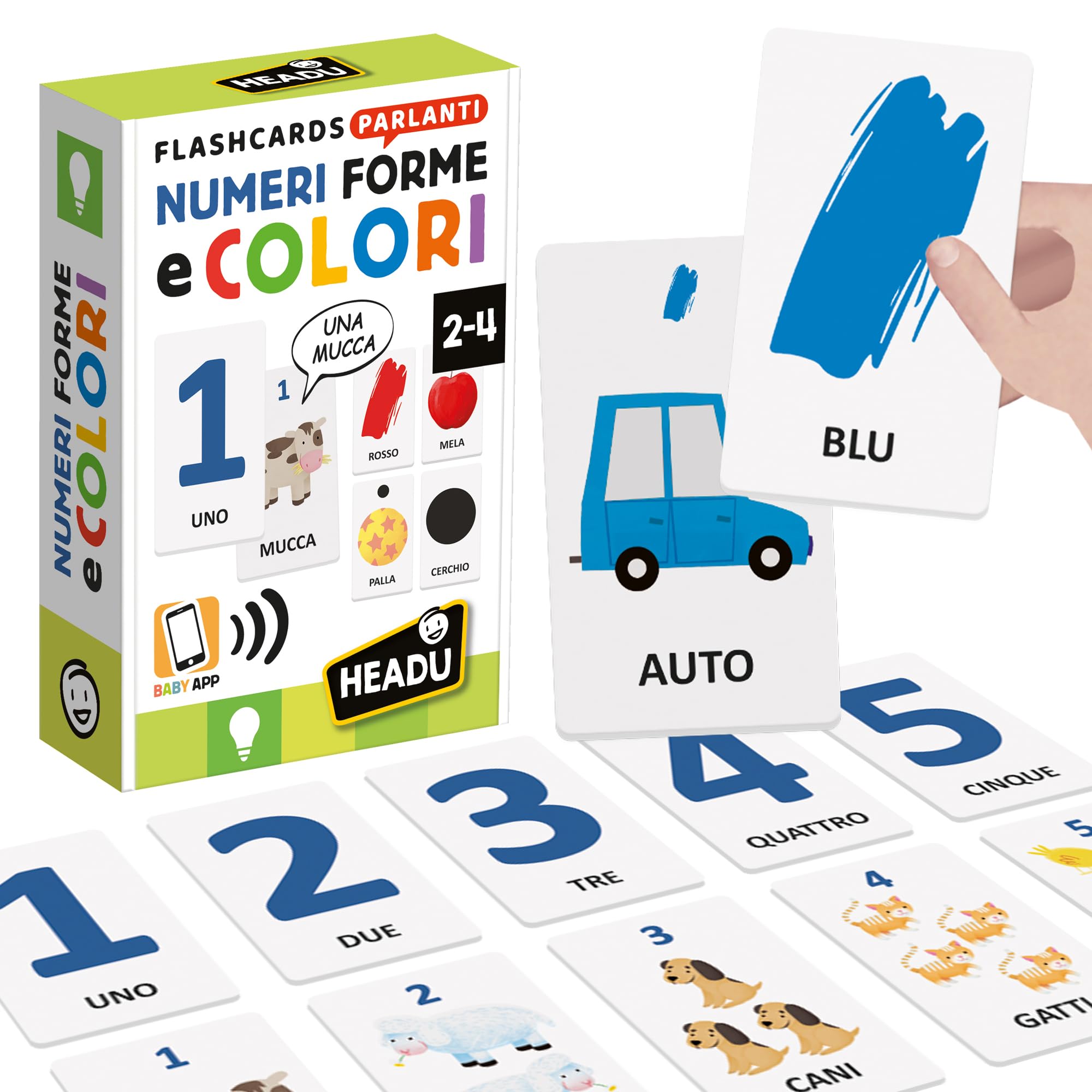 Headu Flashcards Parlanti Numeri Forme e Colori gioco 2-4 anni