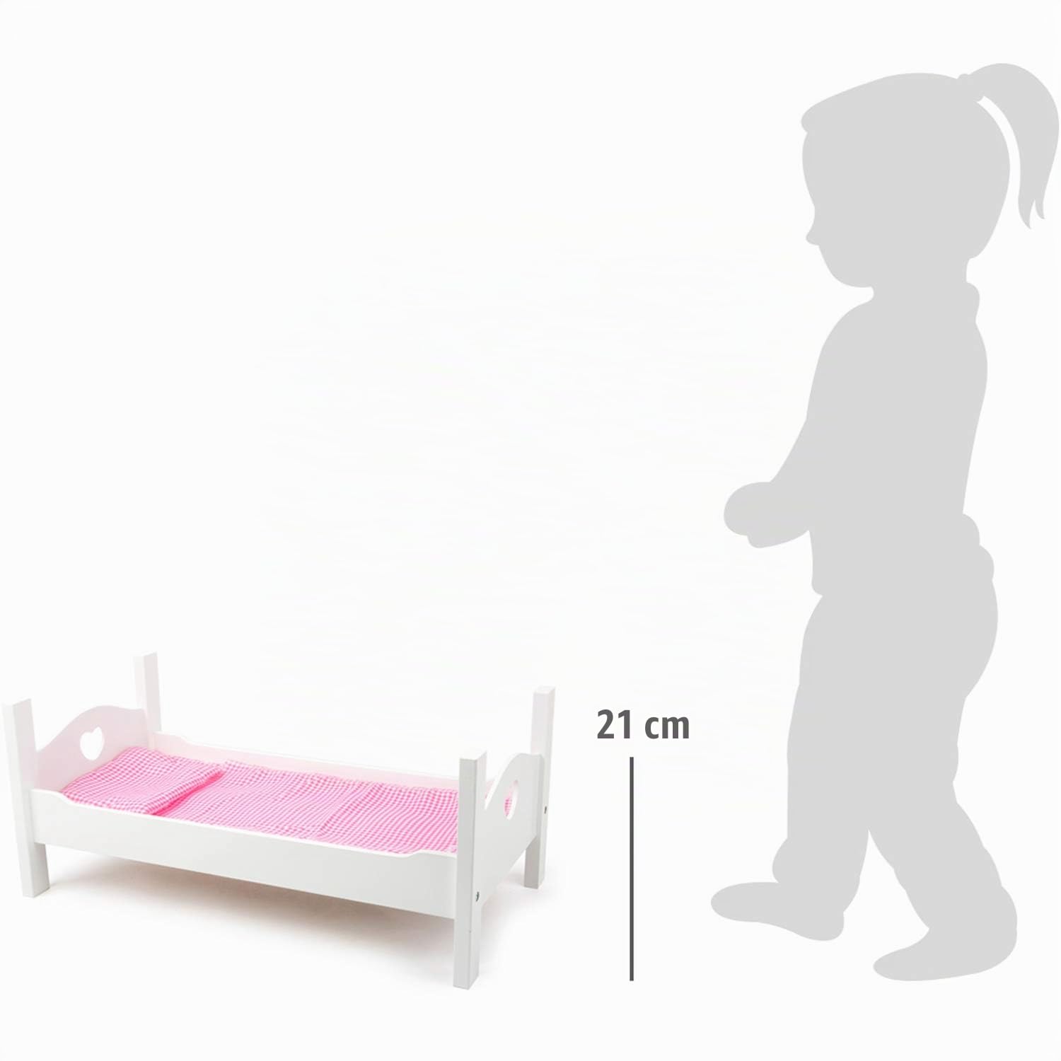 Smallfoot letto per bambole legno con cuscino e cuori