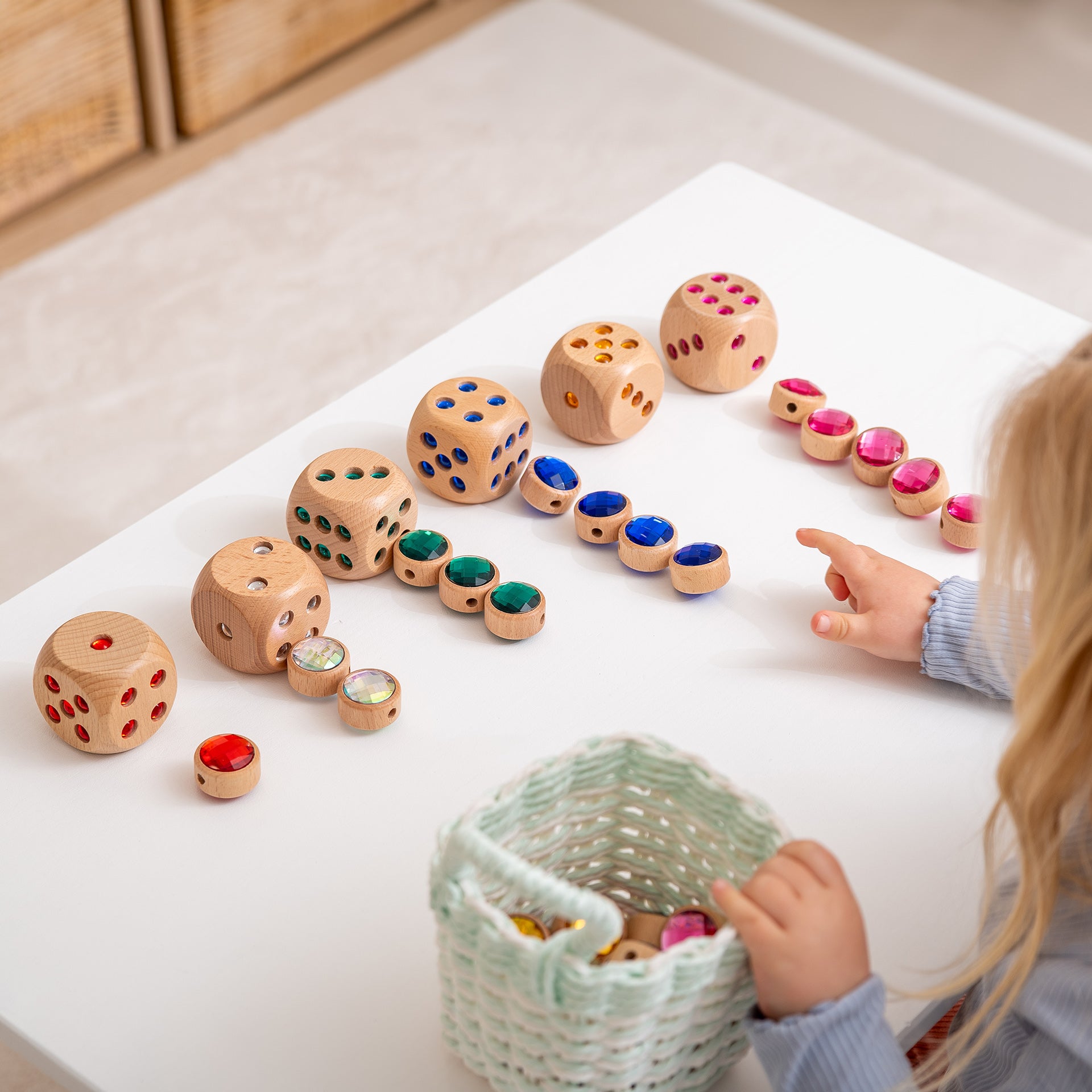 Tickit Wooden Jewel Dice dadi legno 6 pezzi gemme