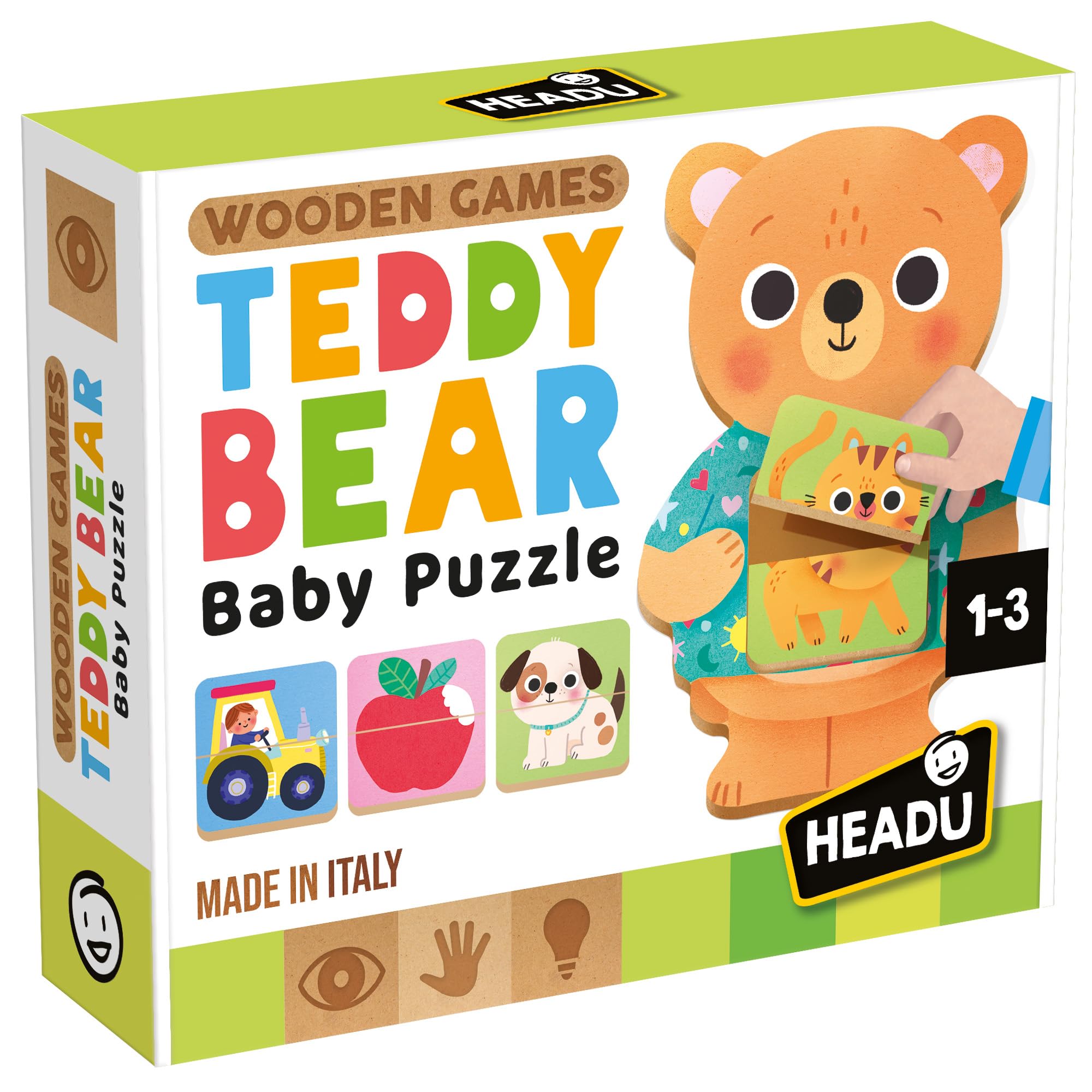 Headu Cosa Mangiano i Cuccioli gioco in legno 2-4 anni logica