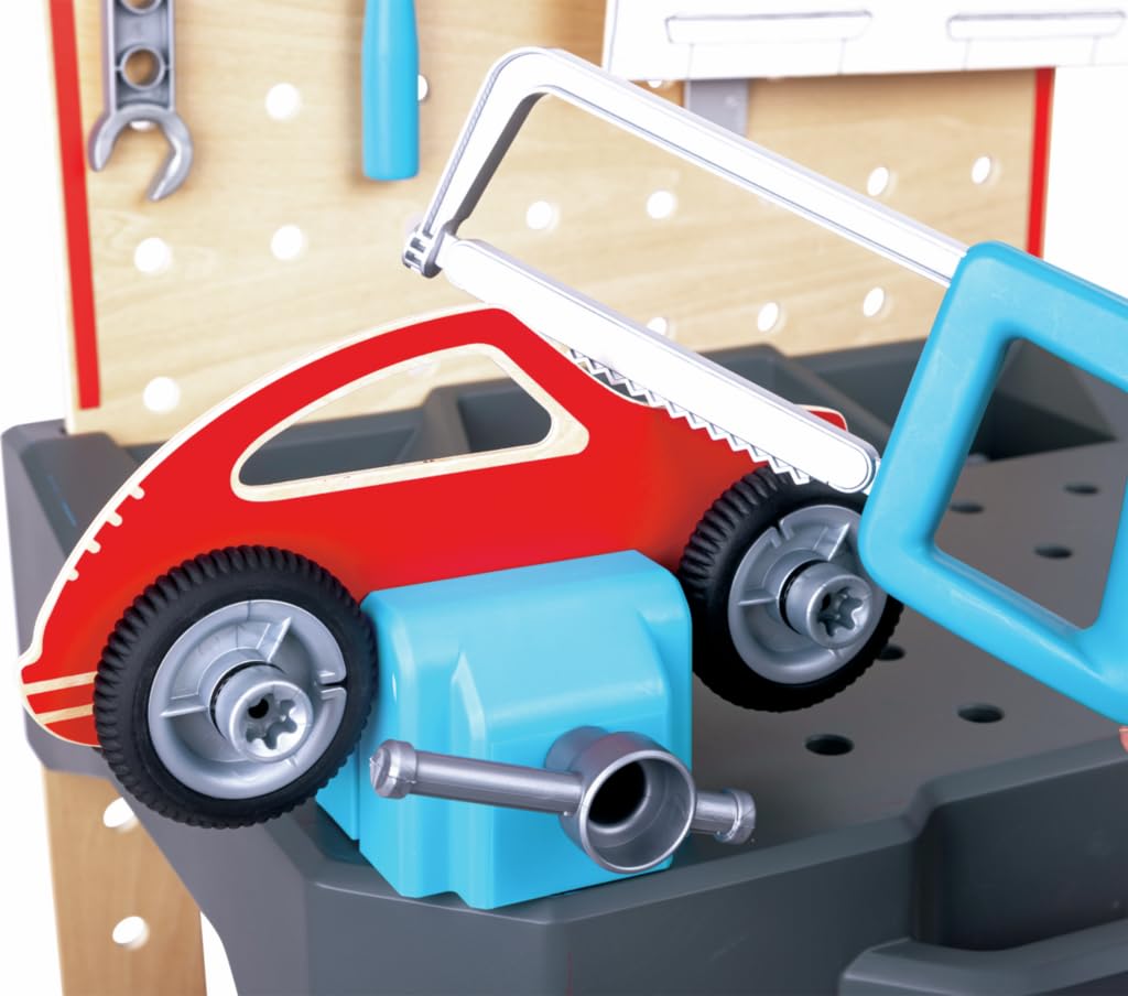 Hape Junior Inventor E3036 banco lavoro officina 71 pezzi