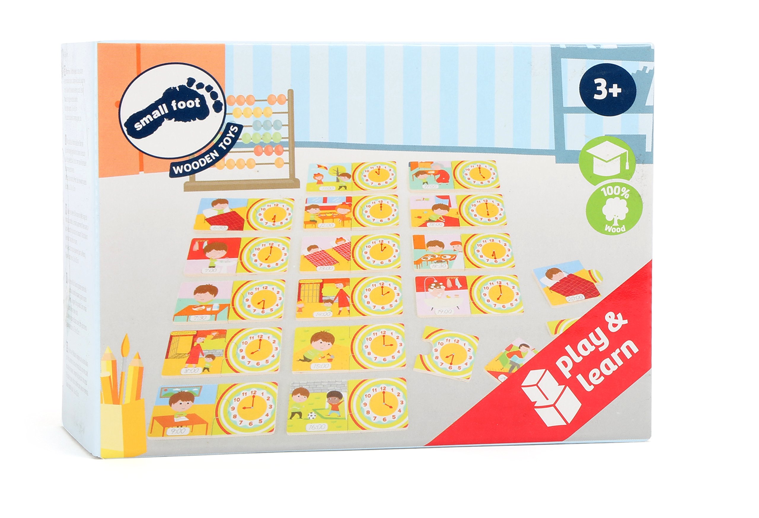 smallfoot 10678 puzzle in legno impara l'ora al contrario