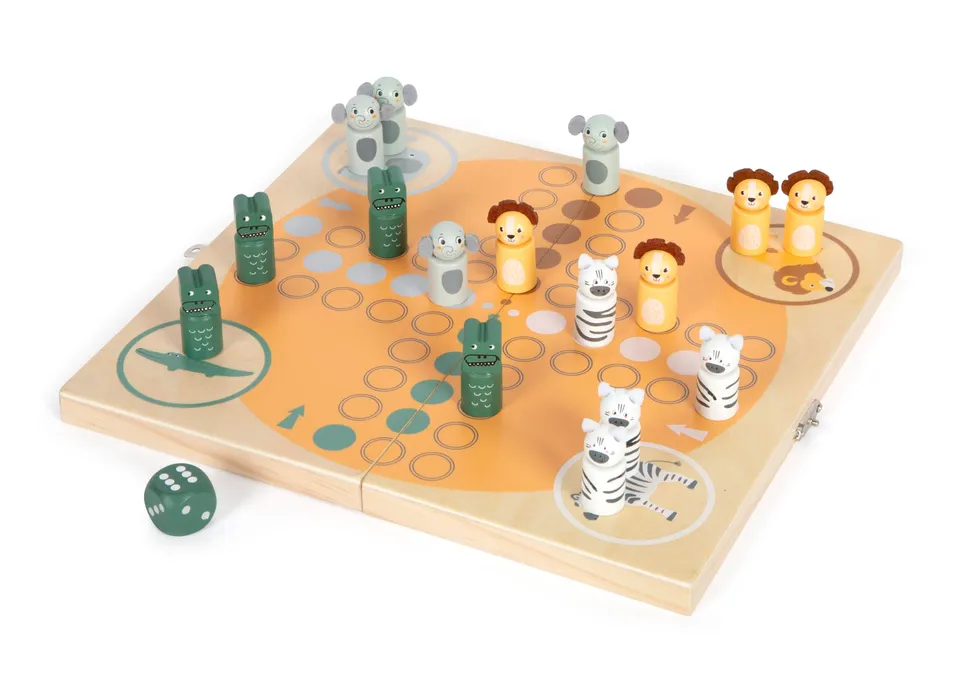 smallfoot Safari Ludo gioco legno 4 giocatori richiudibile