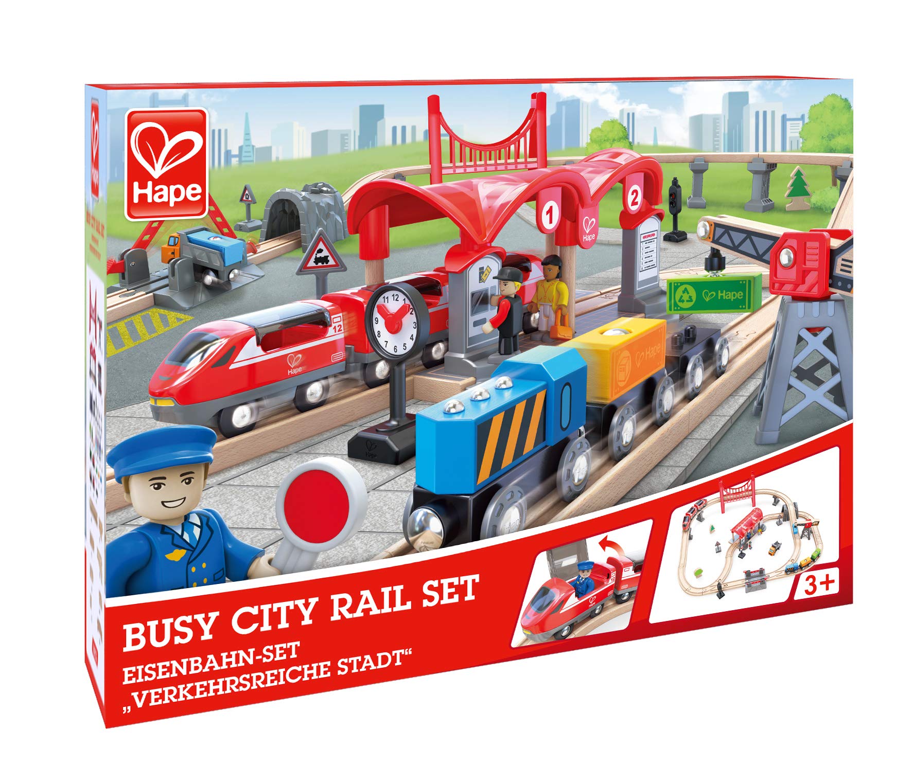Hape Pista Città Trafficata Treno Legno 51 Pezzi 3 Anni