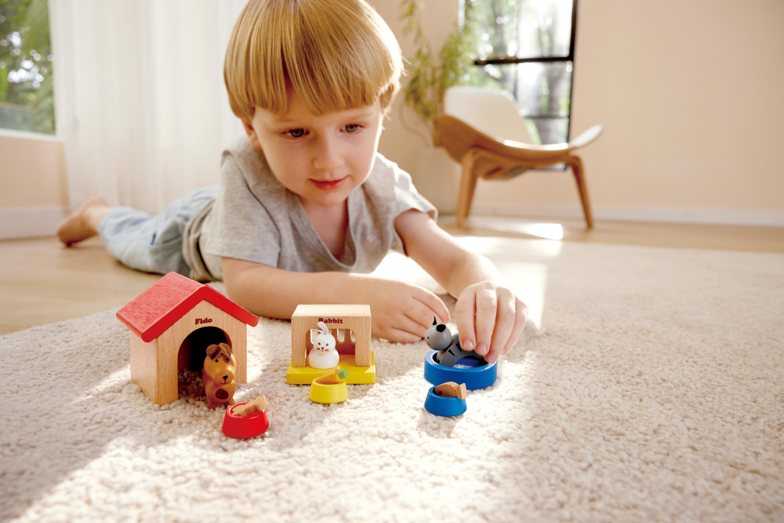 Hape Animali Domestici set animali legno casa bambole