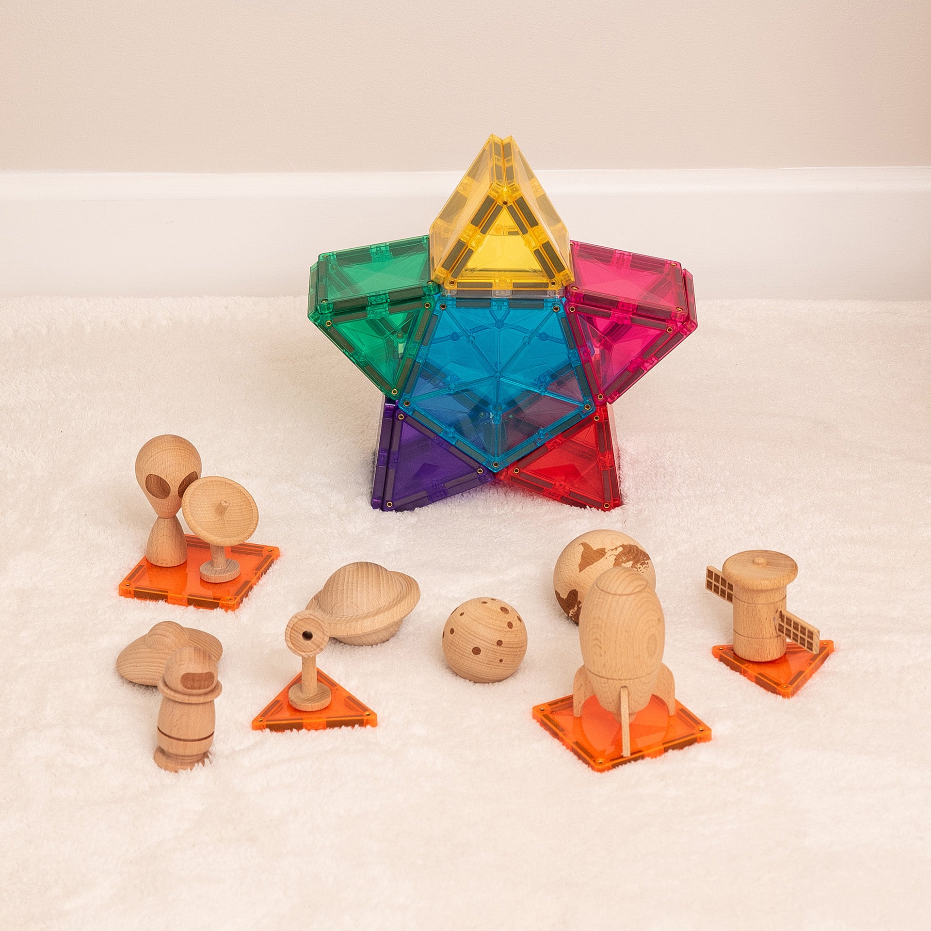 Tickit Wooden Space Adventure Light Star Pack set magnetico 28 pezzi spazio