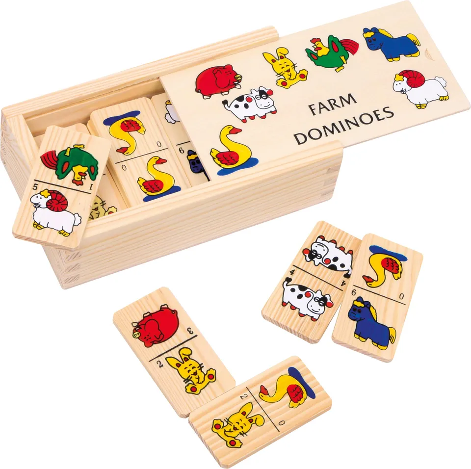 smallfoot 7094 Domino Fattoria gioco in legno con animali