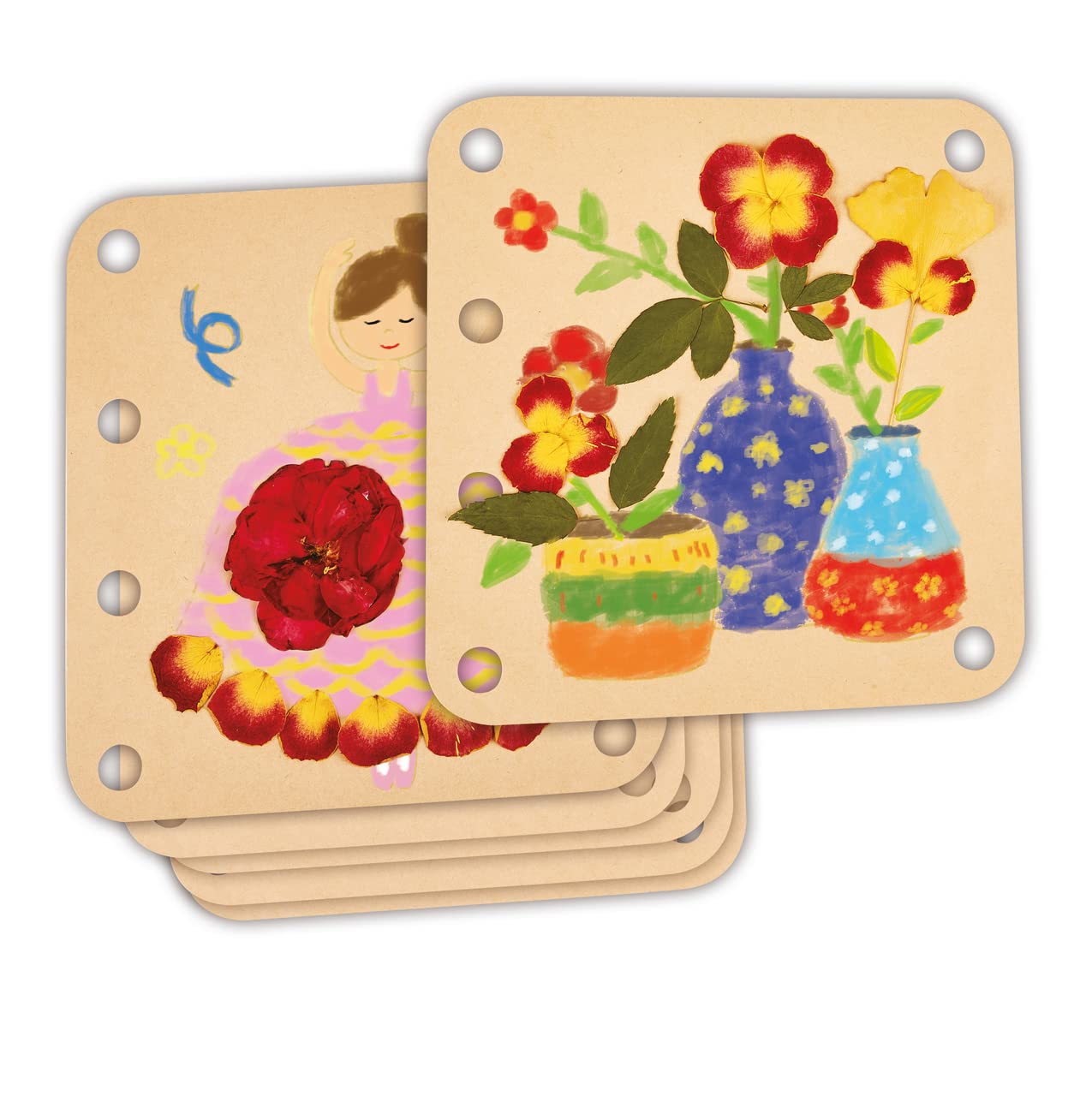 Hape Nature Fun kit pressa fiori in legno con colori