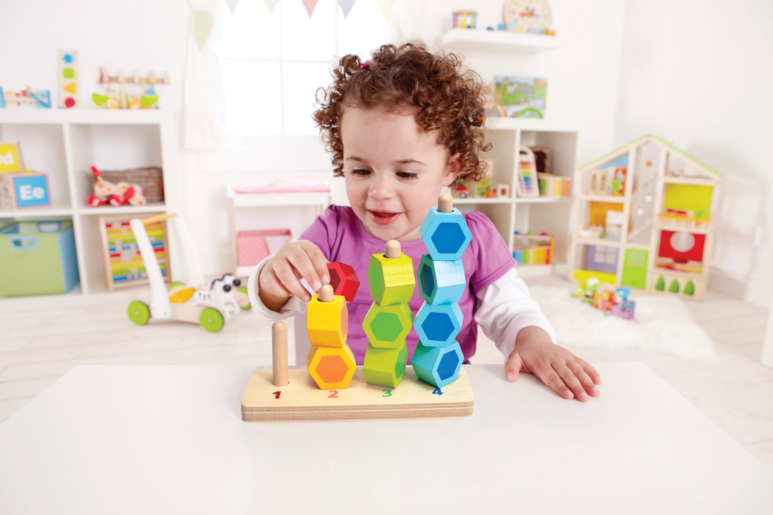 Hape E0504 pallottoliere in legno torri impilabili bambini