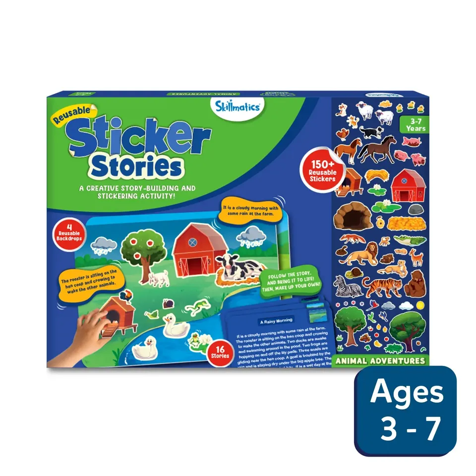 Skillmatics Sticker Stories gioco adesivi animali 3-7 anni