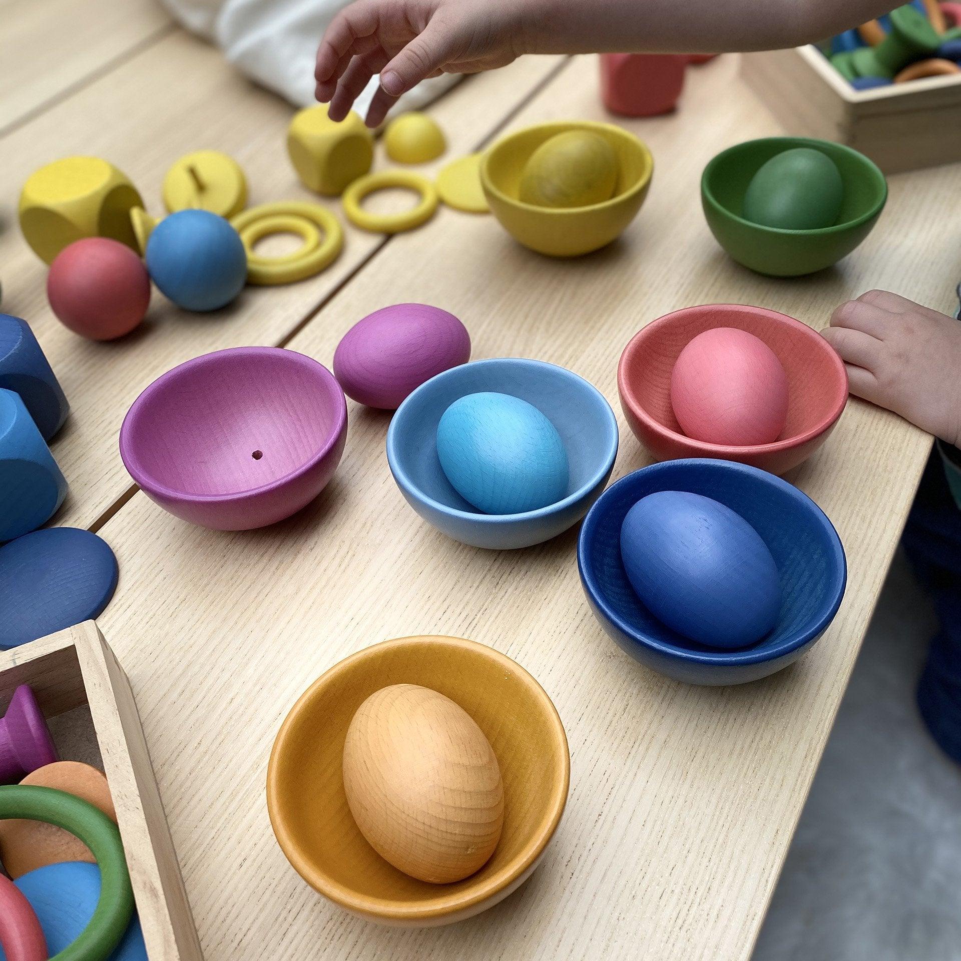 Tickit Rainbow Wooden Bowls ciotole legno arcobaleno 7 pezzi impilabili
