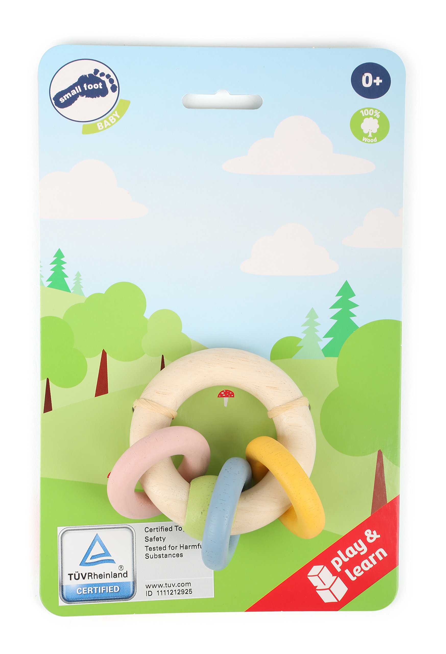 smallfoot Lotta 10515 anello presa legno neonato sonaglio