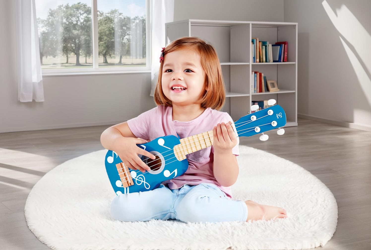 Hape E0604 ukulele giocattolo in legno blu