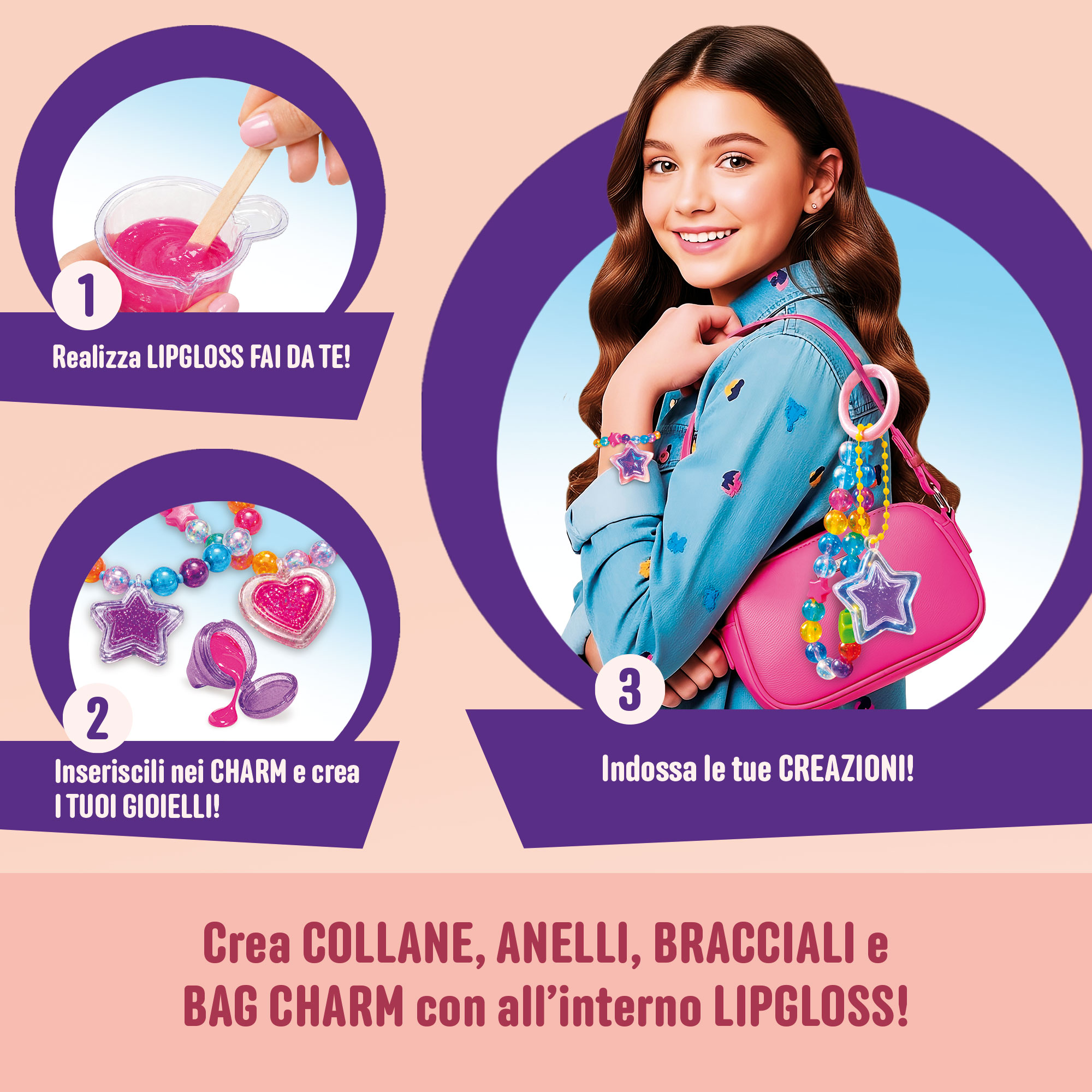 Lisciani I'm a Genius Laboratorio Lucidalabbra Charms Jewels Kit Creativo