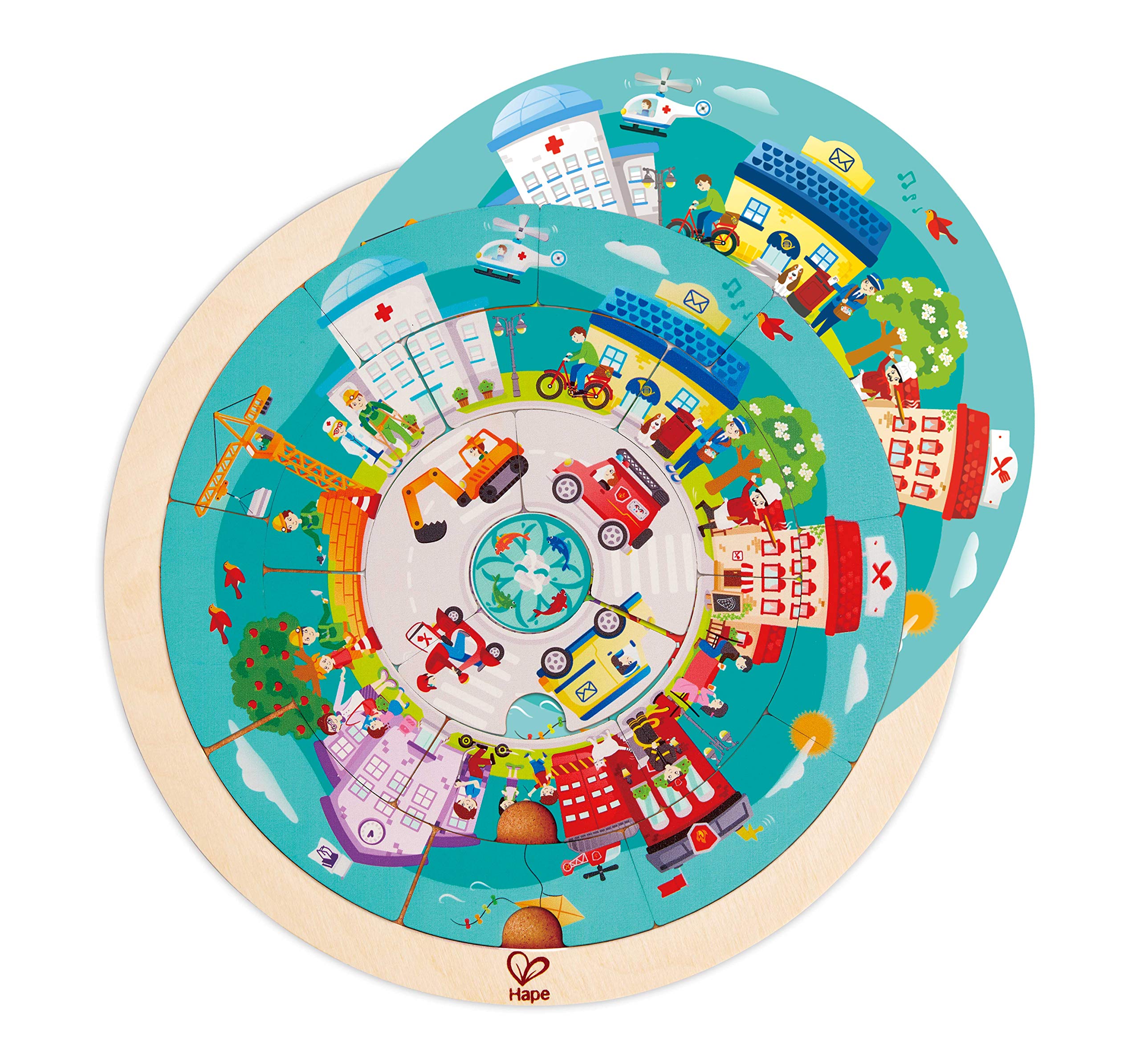 Hape E1624 Carousel Puzzle legno mestieri bifacciale