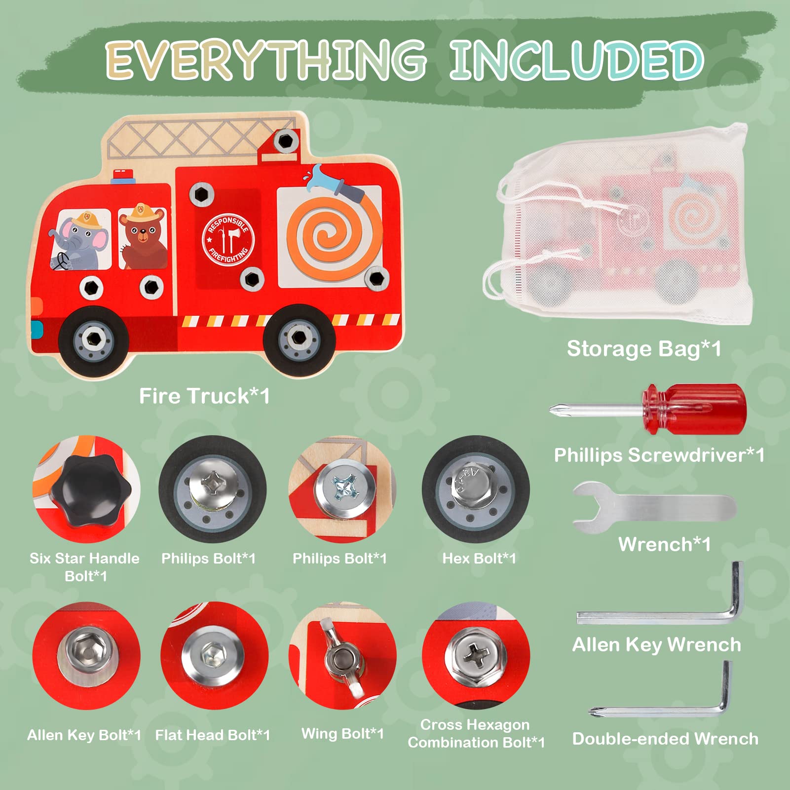 DINORUN Busy Board tavola montessori camion pompieri 3-6 anni