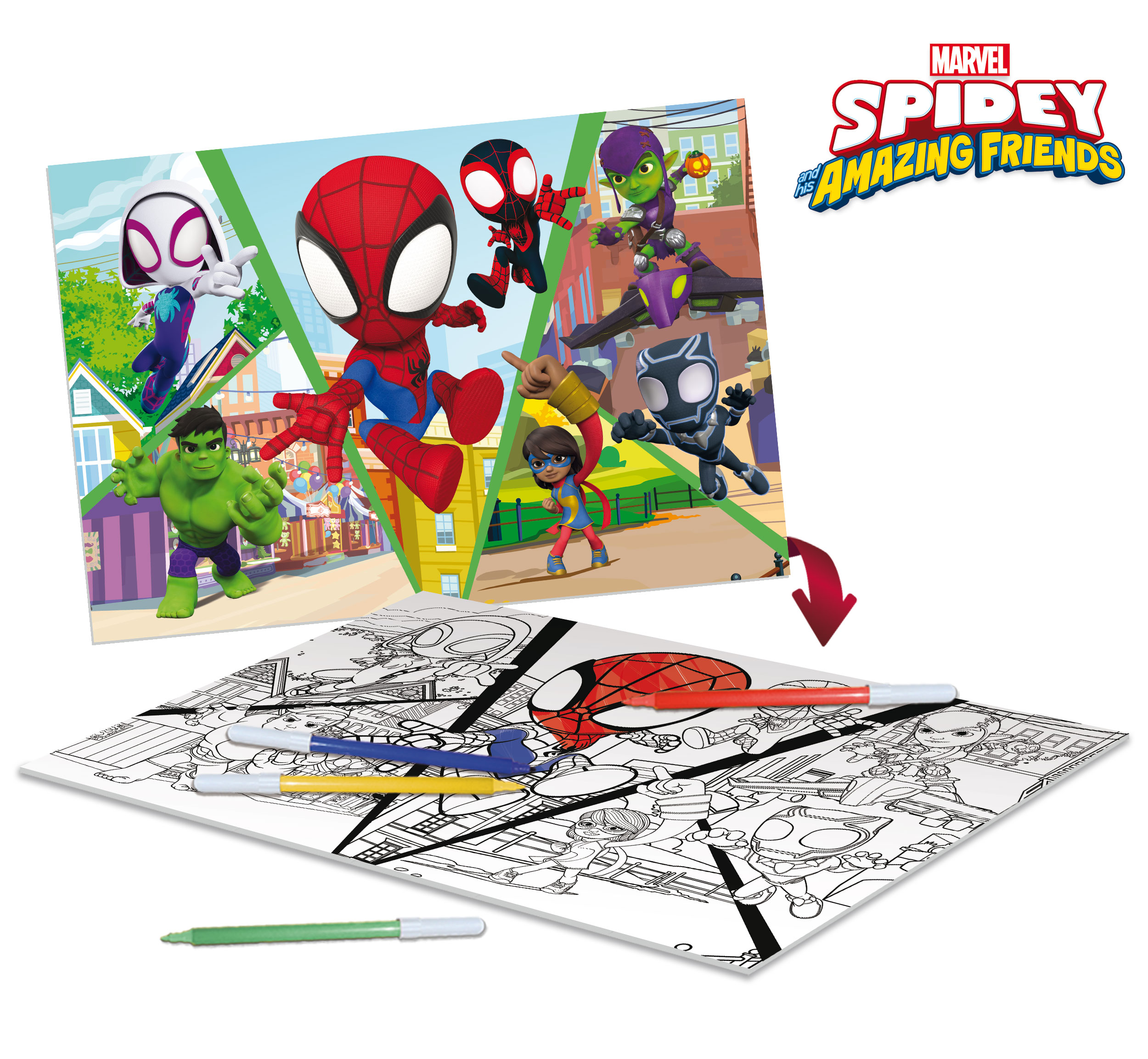 Lisciani Df Plus 24 Spidey puzzle bambini da colorare