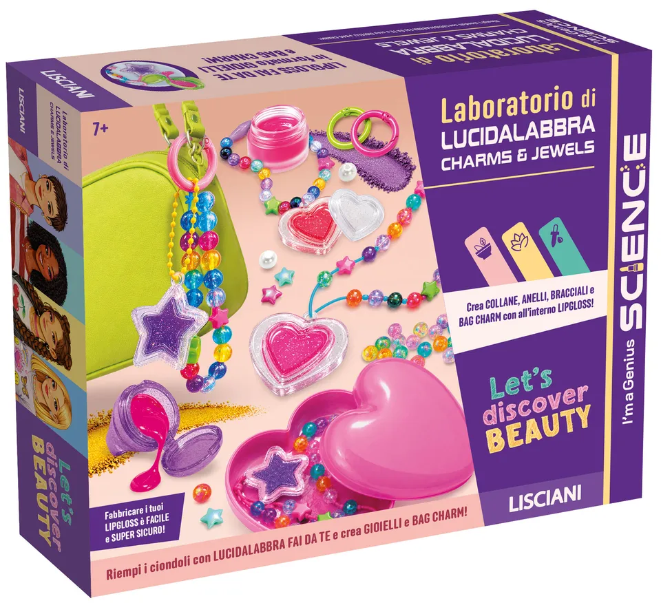 Lisciani I'm a Genius Laboratorio Lucidalabbra Charms Jewels Kit Creativo