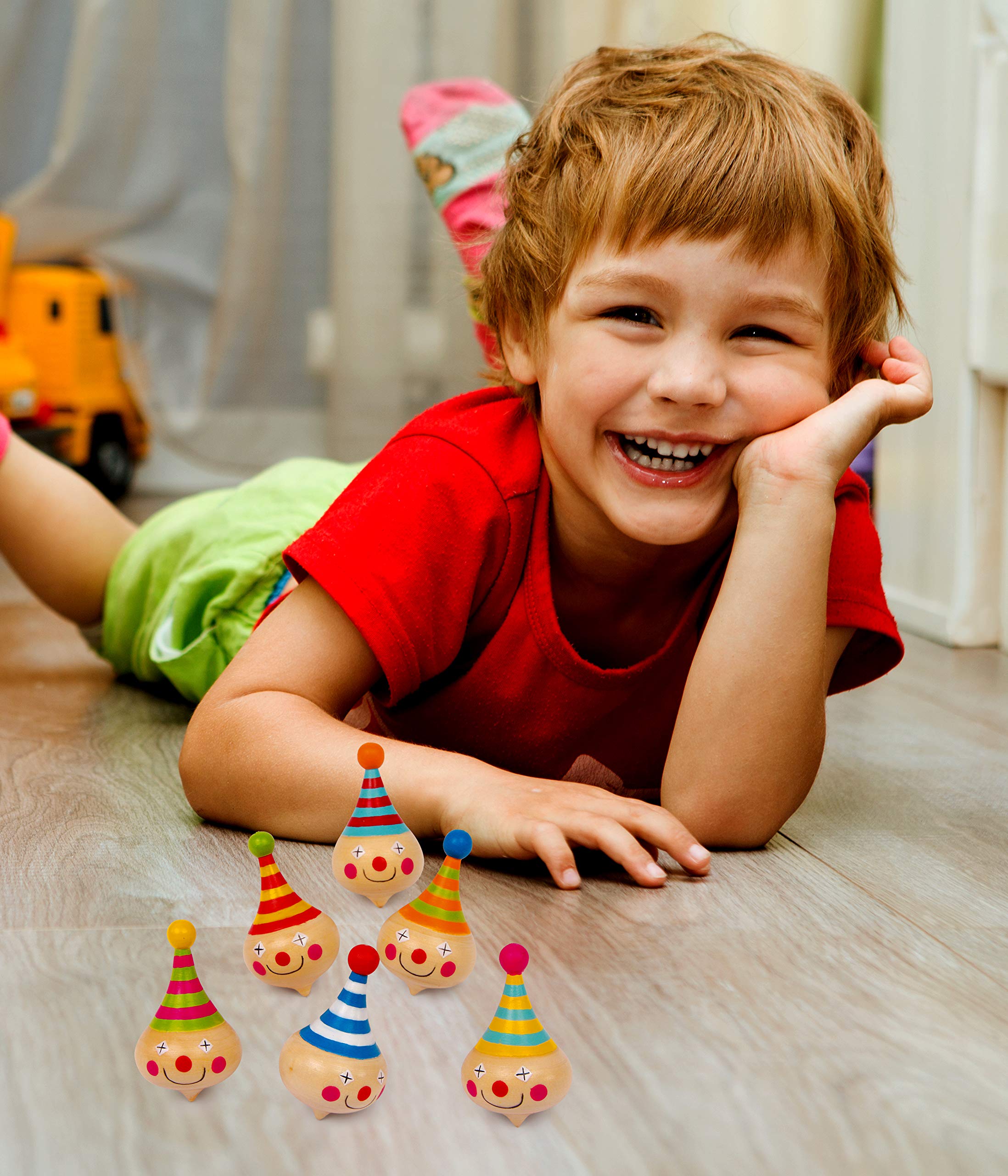 smallfoot Trottole Clown trottola legno set 6 pezzi 3 anni