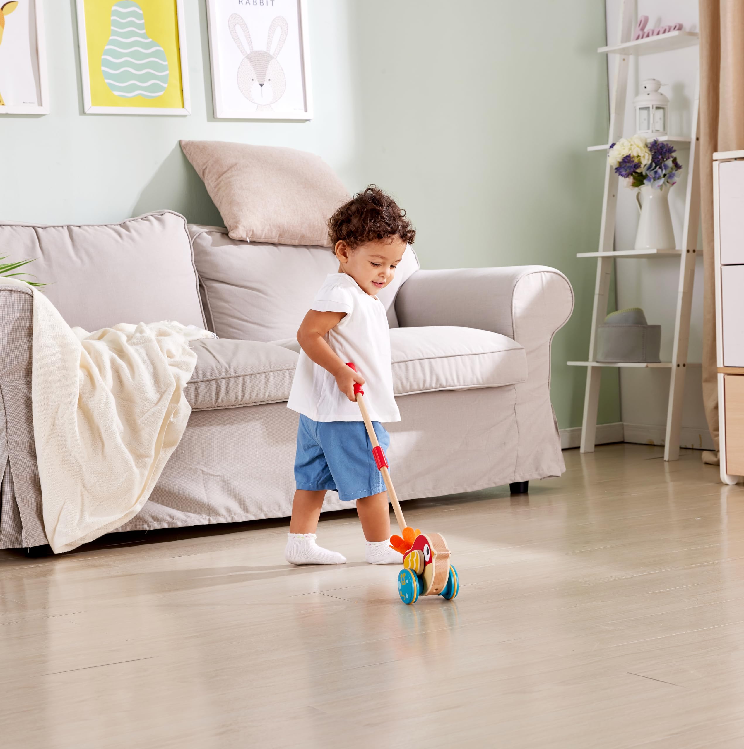 Hape E0360 Uccellino Spingi&Tira trainabile legno da 12 mesi