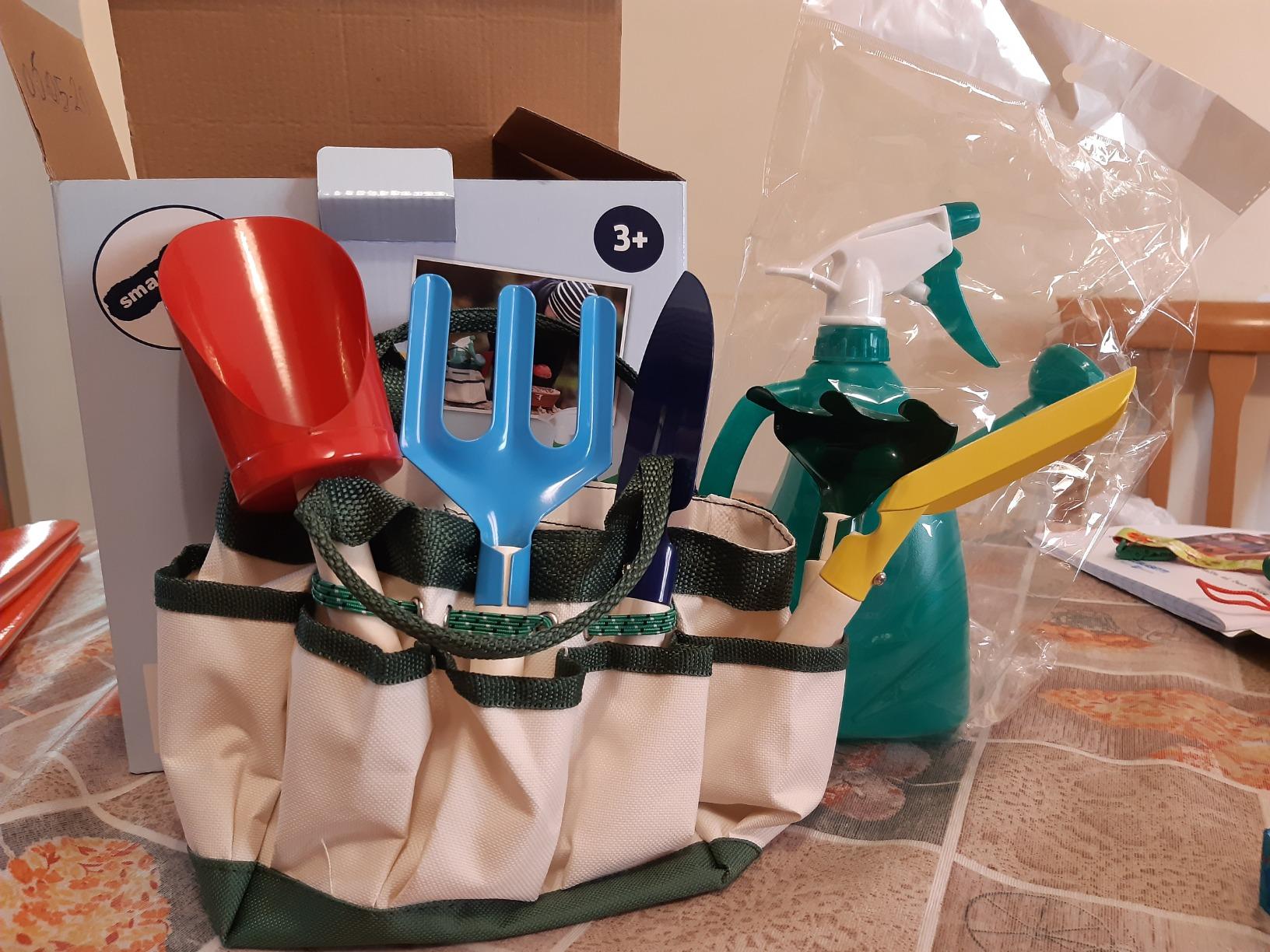 smallfoot 1710 borsa giardinaggio bambini attrezzi legno 3 anni