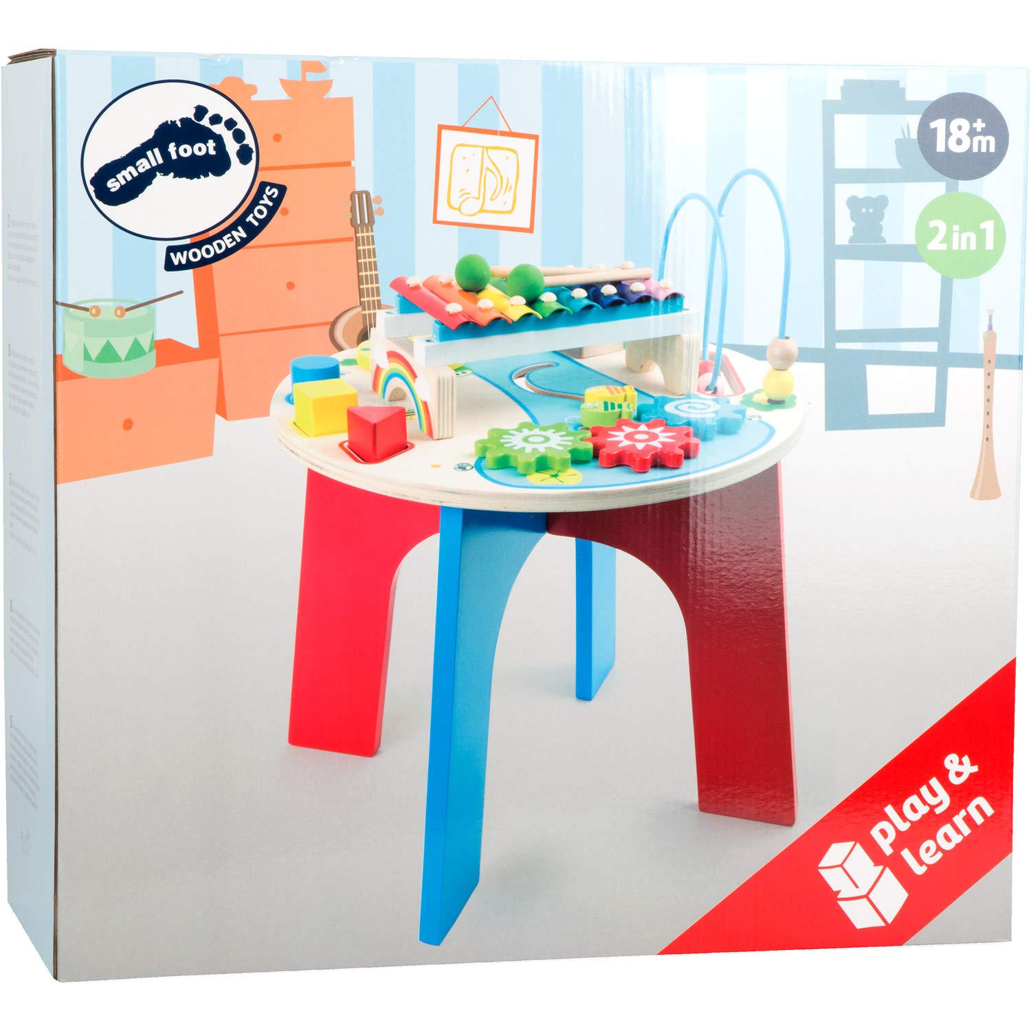 smallfoot 10321 Tavolo Attività 2 in 1 in Legno con Xilofono