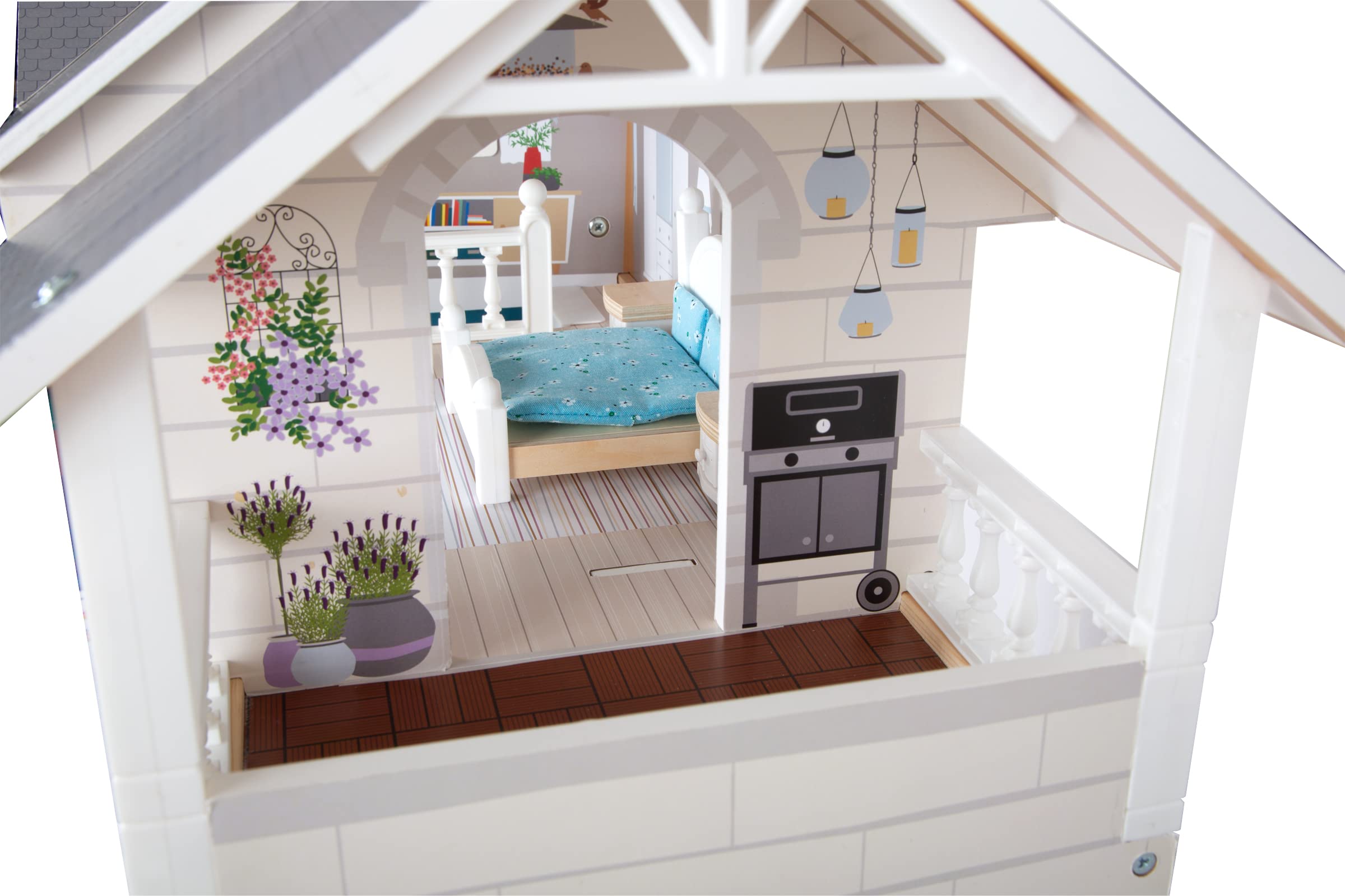 smallfoot Villa in città casa bambole legno 3 piani arredata