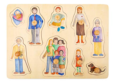 smallfoot 11501 puzzle famiglia legno 9 pezzi pomelli