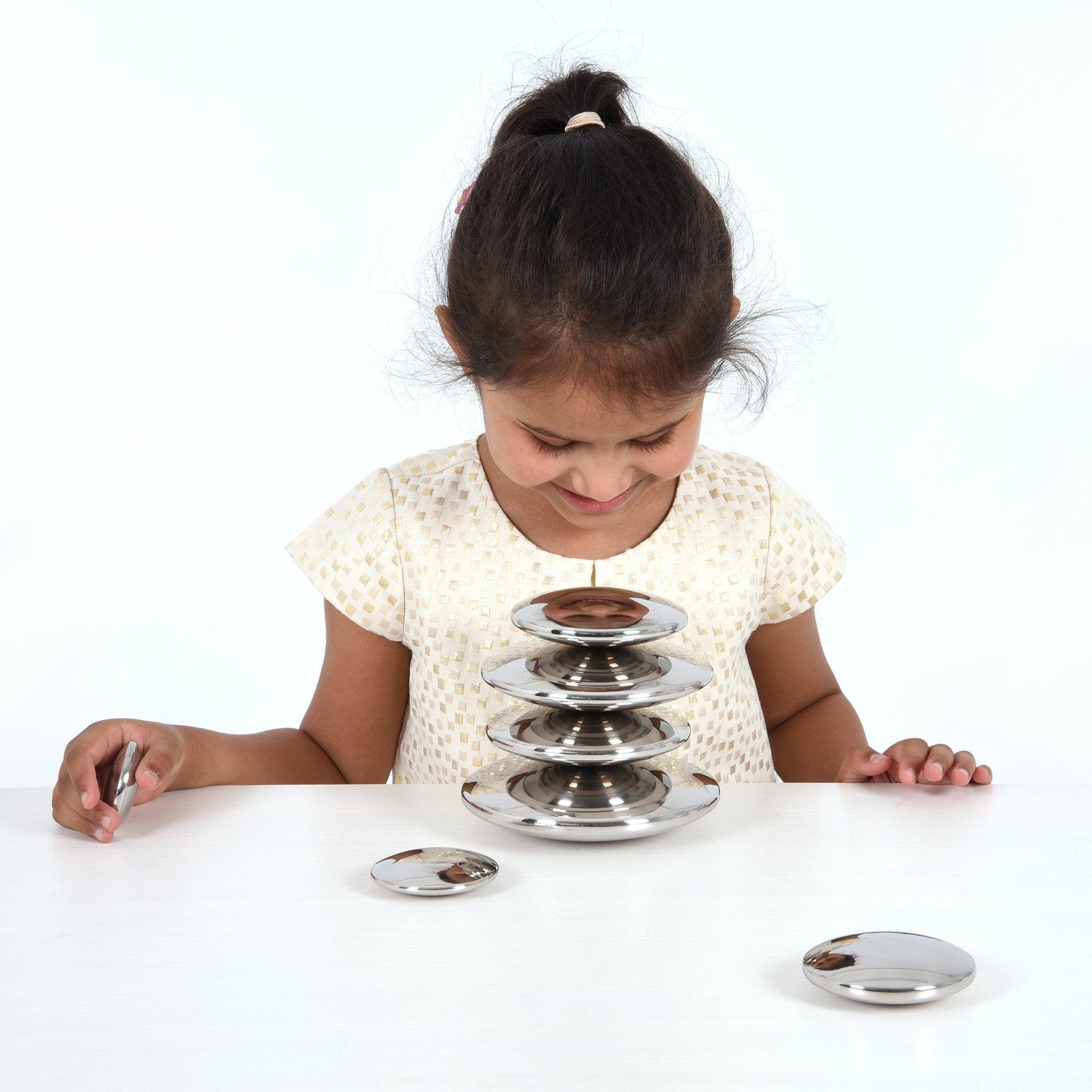 Tickit Sensory Steel Silver Buttons bottoni 7 pezzi specchio