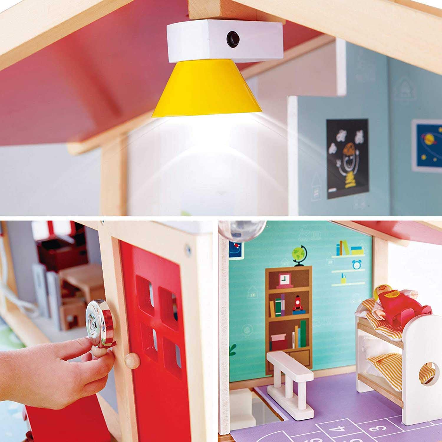 Hape Villa delle bambole casa legno 3 piani 8 stanze