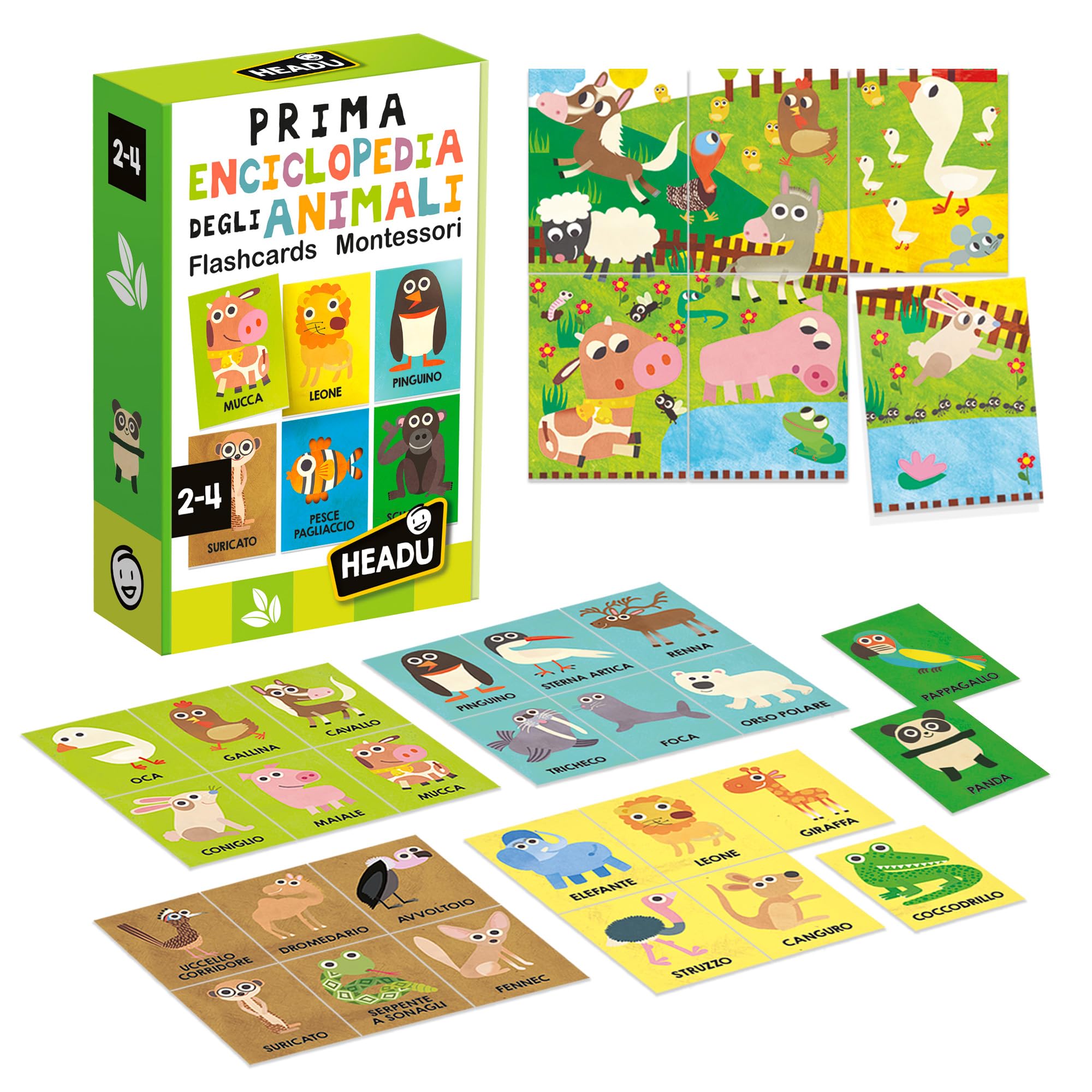 Headu Enciclopedia Animali IT54860 Flashcards 36 Carte Montessori